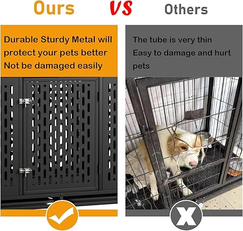 Miniatura 9 de Jaula indestructible para perros de 44 pulgadas, resistente a prueba de escapes, jaula de acero fuerte con impacto para perros grandes y medianos