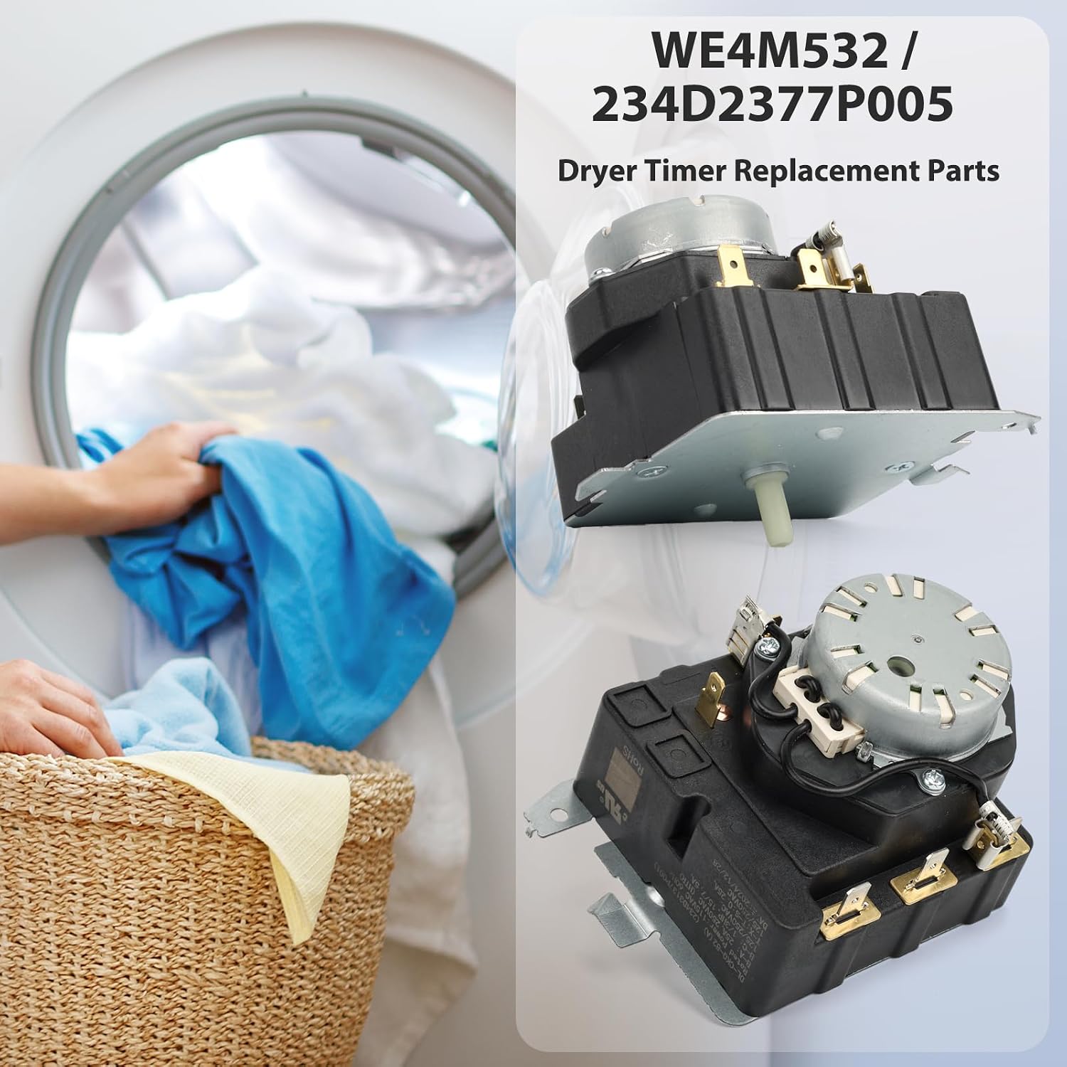 WE4M532 TMD1FM07 234D1296P004 WE04M0532 Dryer Timer Replacement, Genuine OEM Quality, Replaces WE4M362, WE04X25280, 234D2377P005, Fits GE Hotpoint Dryers, Easy to Install, 2-Year Warranty