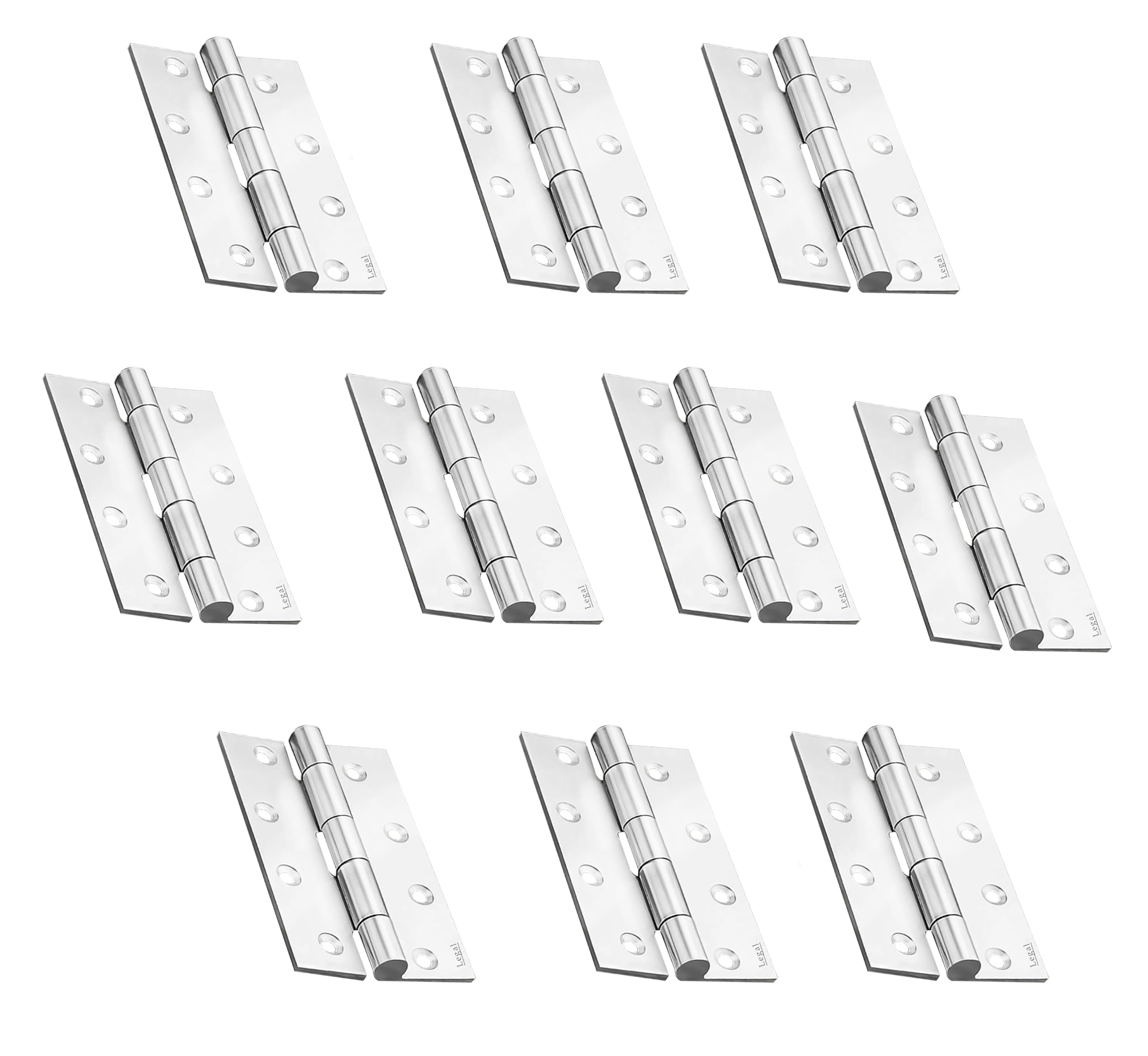 legal super industries Hinges Stainless Matt Hinges for Main Door, Latches for Door, Glossy Finish (WH-512 10PCS S.S. Hinges 5INCH)