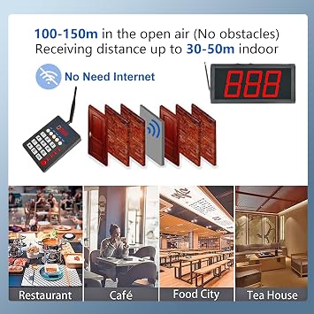 Take a Number System Queue Wireless Calling System with Ticket Dispenser Loud Speaker Voice Broadcast 3 Digit Display for Restaurant Cafe Hospital Clinic Food Truck Bank Kitchen Deli Counter