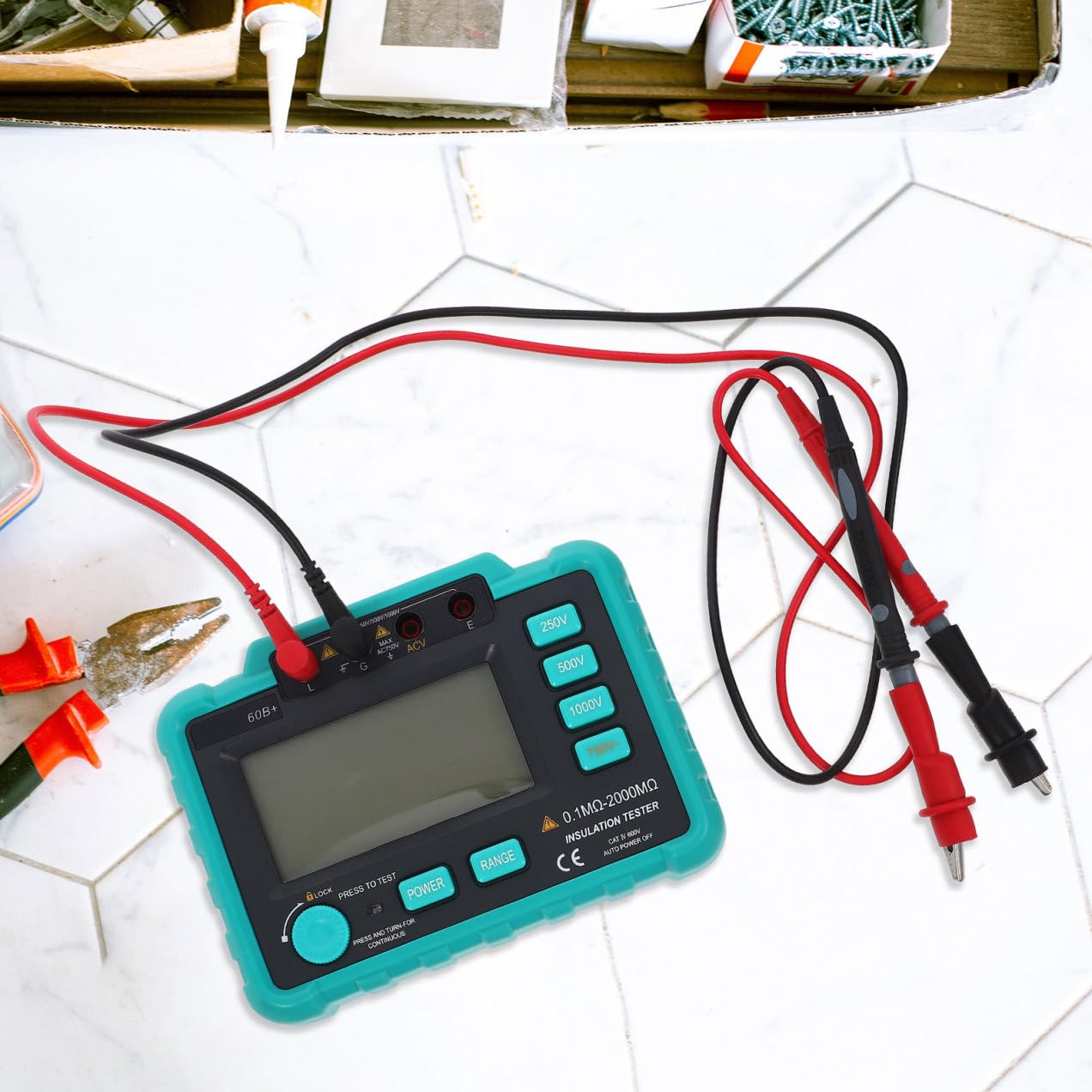 PartyKindom Elektronischer Isolierung Widerstand Tester Mit Lcd-display Und Hintergrundbeleuchtung Für Präzisionsmessungen Bei Motoren Und Elektrischen Anlagen