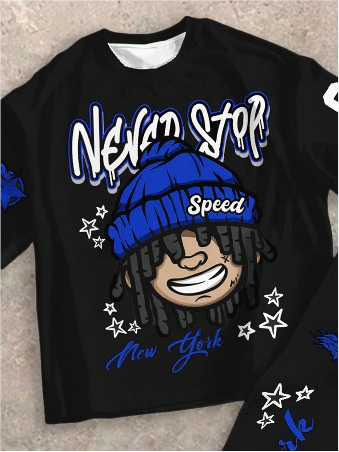 VIPWOLF Boy's Y2K Outfits Short Sleeve Star Graphic Tees and Flared Sweatpants 2 Piece Sets