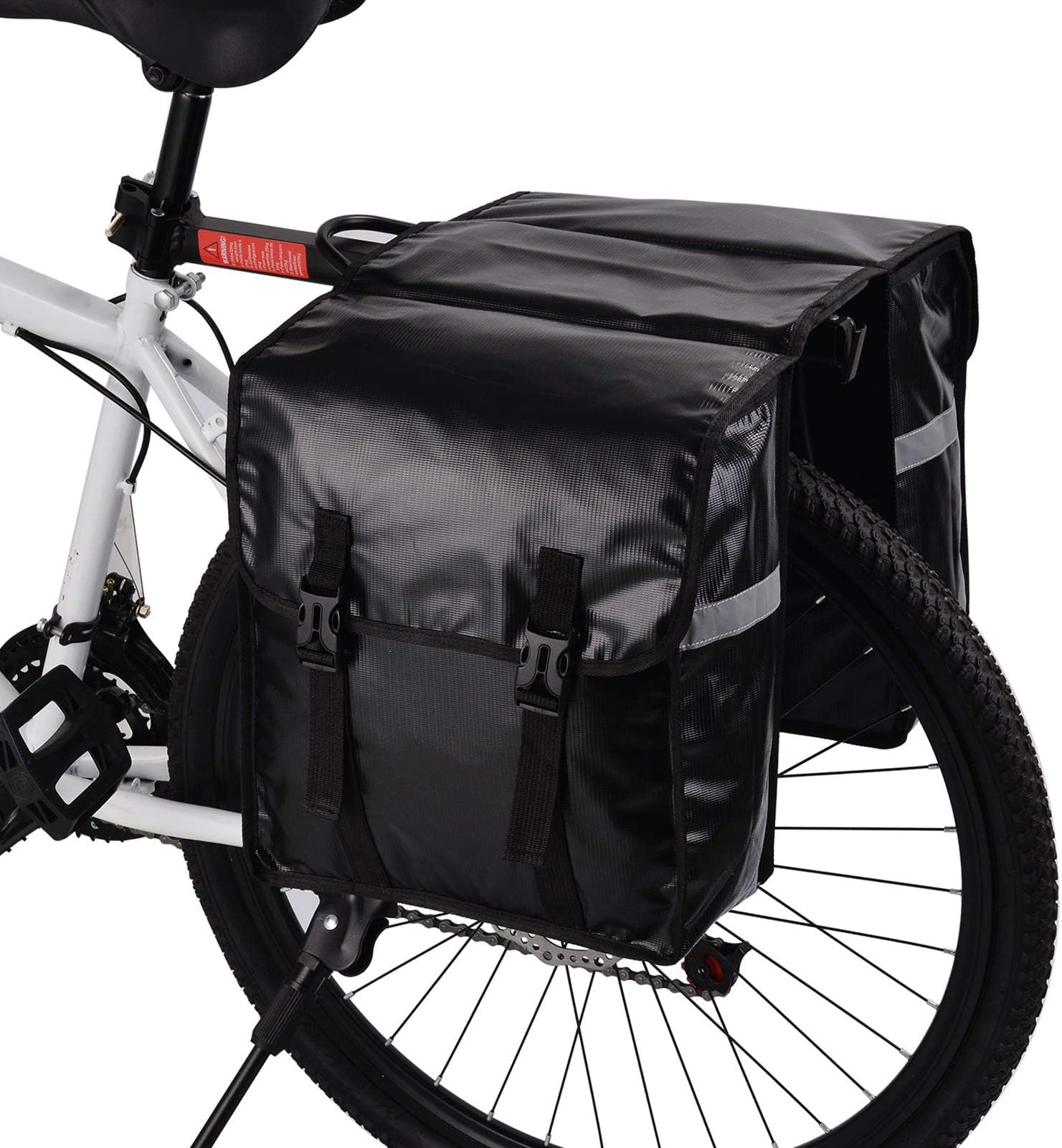 WILDKEN Double Pannier Bags for Bike - Waterproof Bicycle Rear Seat Bag Cycling Rack Trunk Pack with Rain Cover & Reflective Stripe