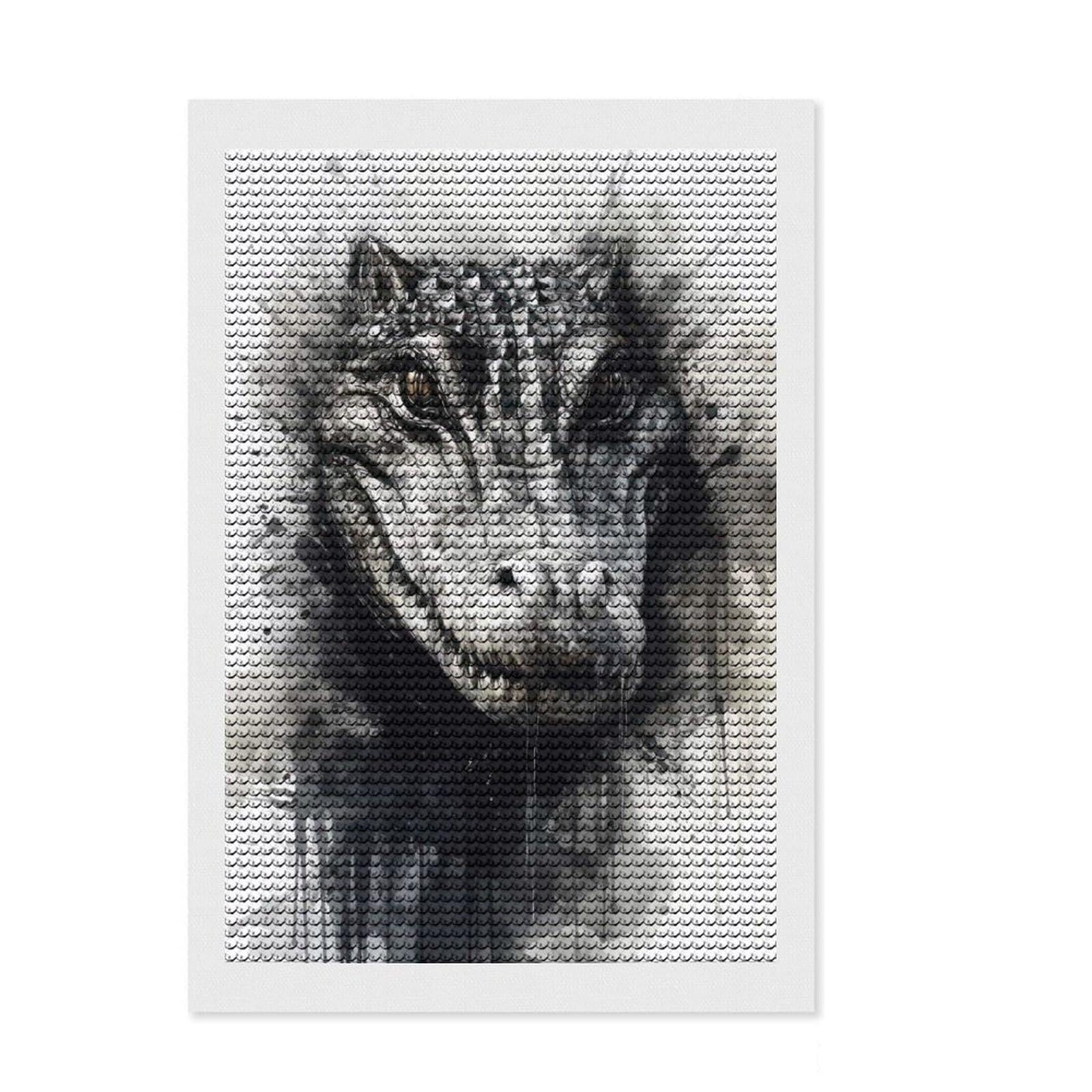 Junmoney Crocodile King Watercolor Round Drill Diamond Painting 8"x12", Gift Idea, for Teens, Fun Craft Experience, Aesthetic Room Decor