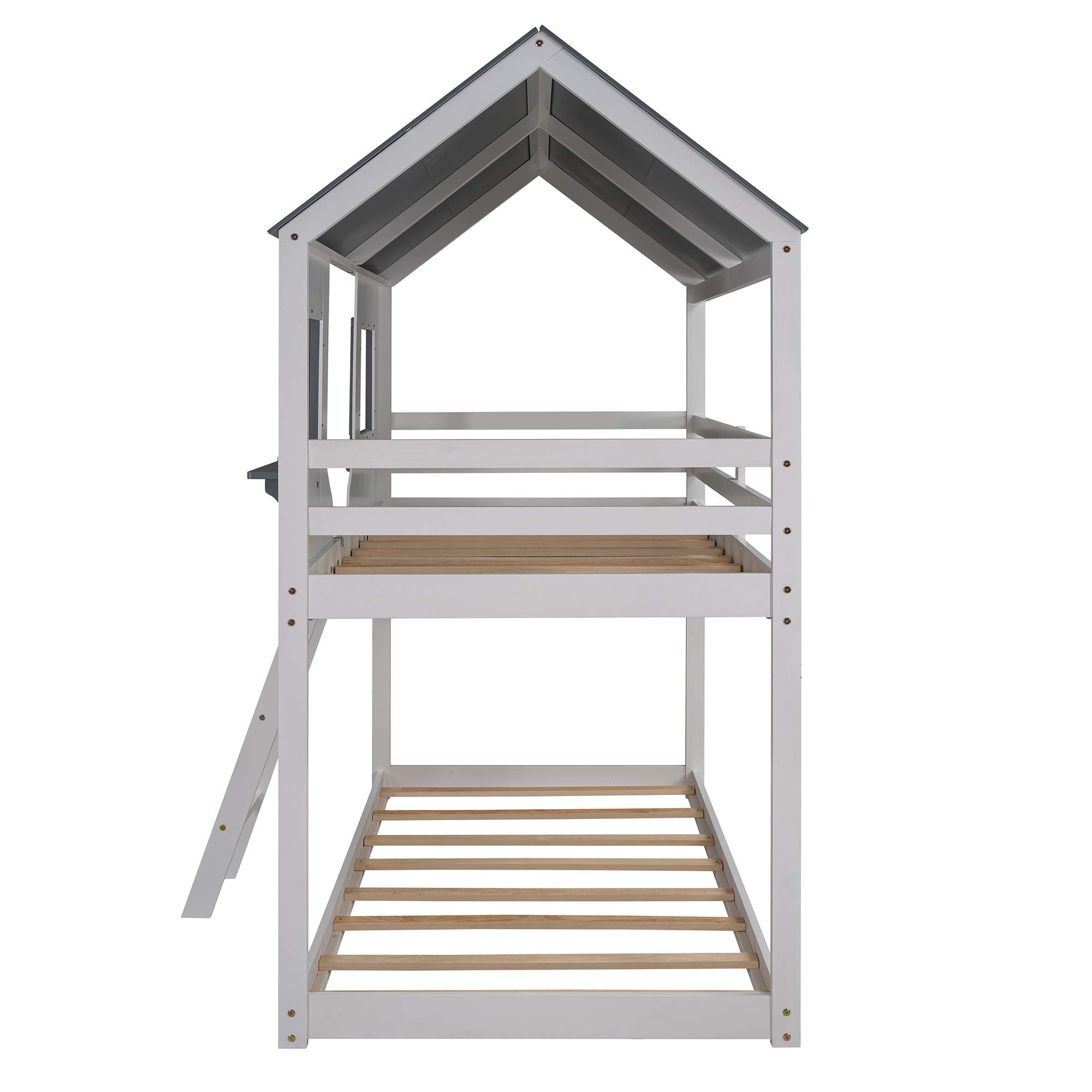 Buy Merax House Shaped Solid Wood Bunk Bed with Roof, Window, Guardrail