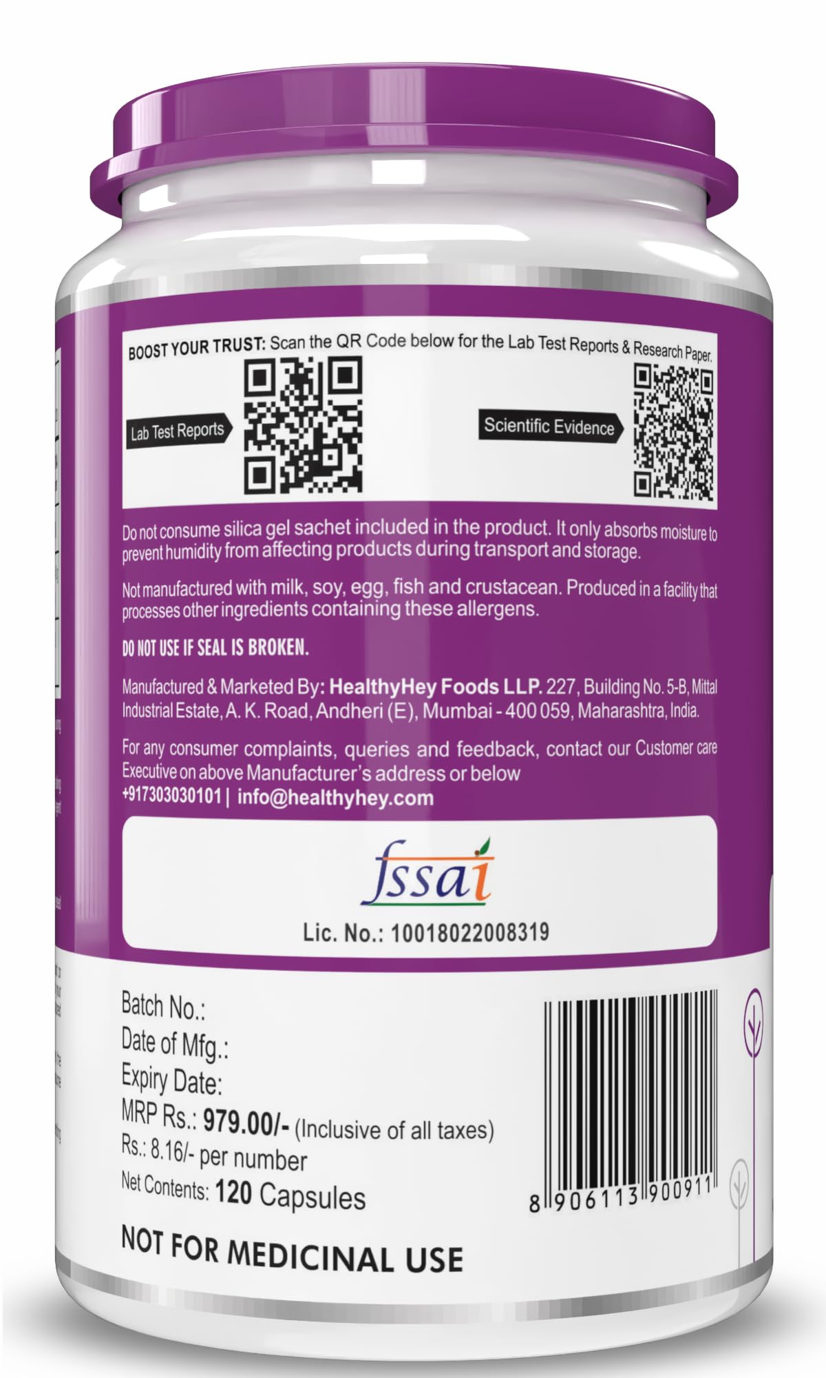 HealthyHey Nutrition Vitamin B6 Pyridoxine -120 Veg. Capsules 4