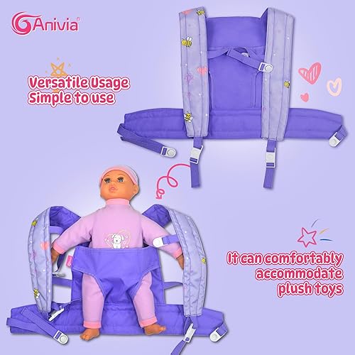 Miniatura 4 de ANIVIA Portabebés de lujo para muñecas para niños y niñas pequeñas, accesorios de muñeca, portabebés de juguete para niños pequeños, correas