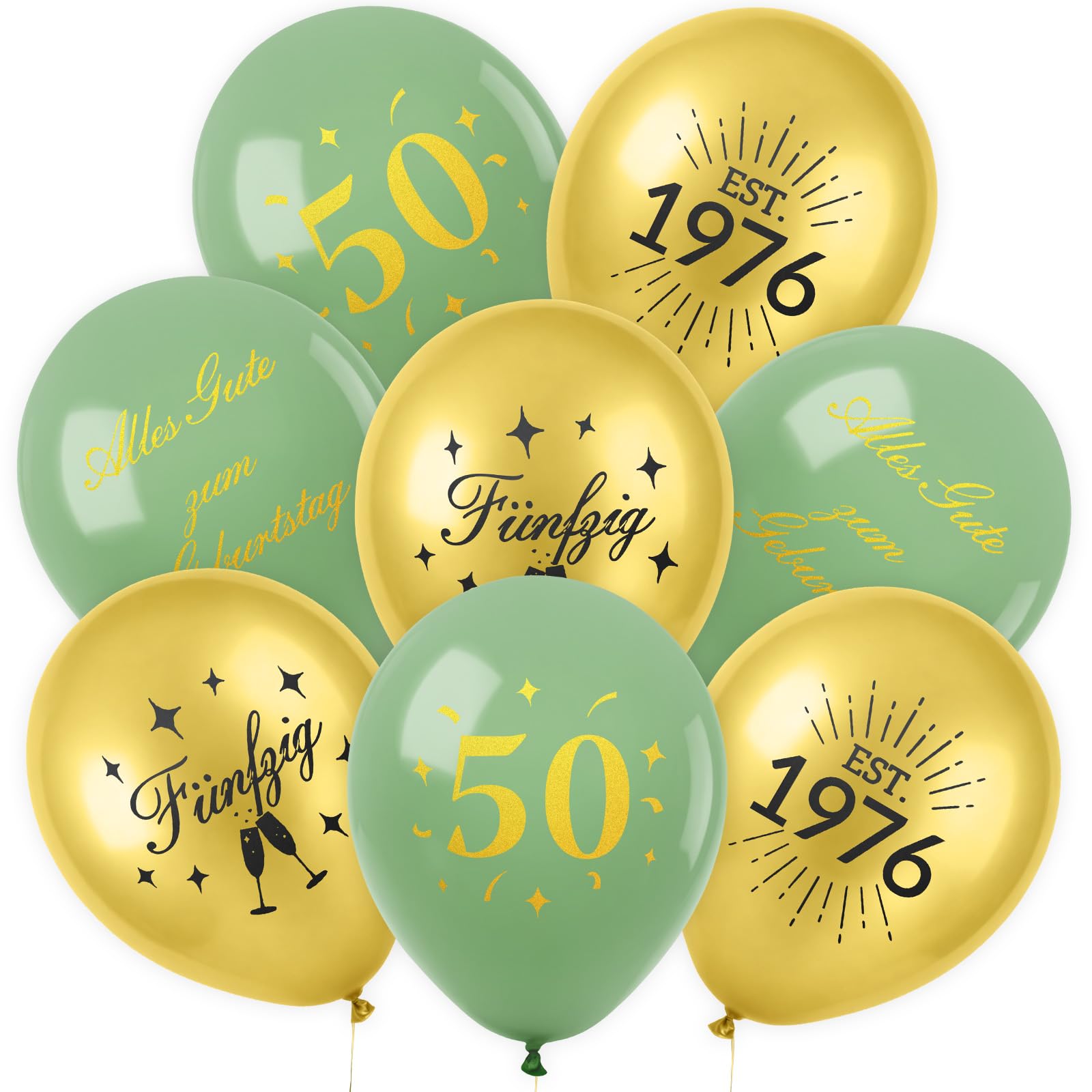 36 Stück Deko zum 18. Geburtstag, Happy Birthday Luftballon zum 18. Geburtstag für Männer und Frauen, Schwarzgold, Avocadogrüngold, Milchweißgold