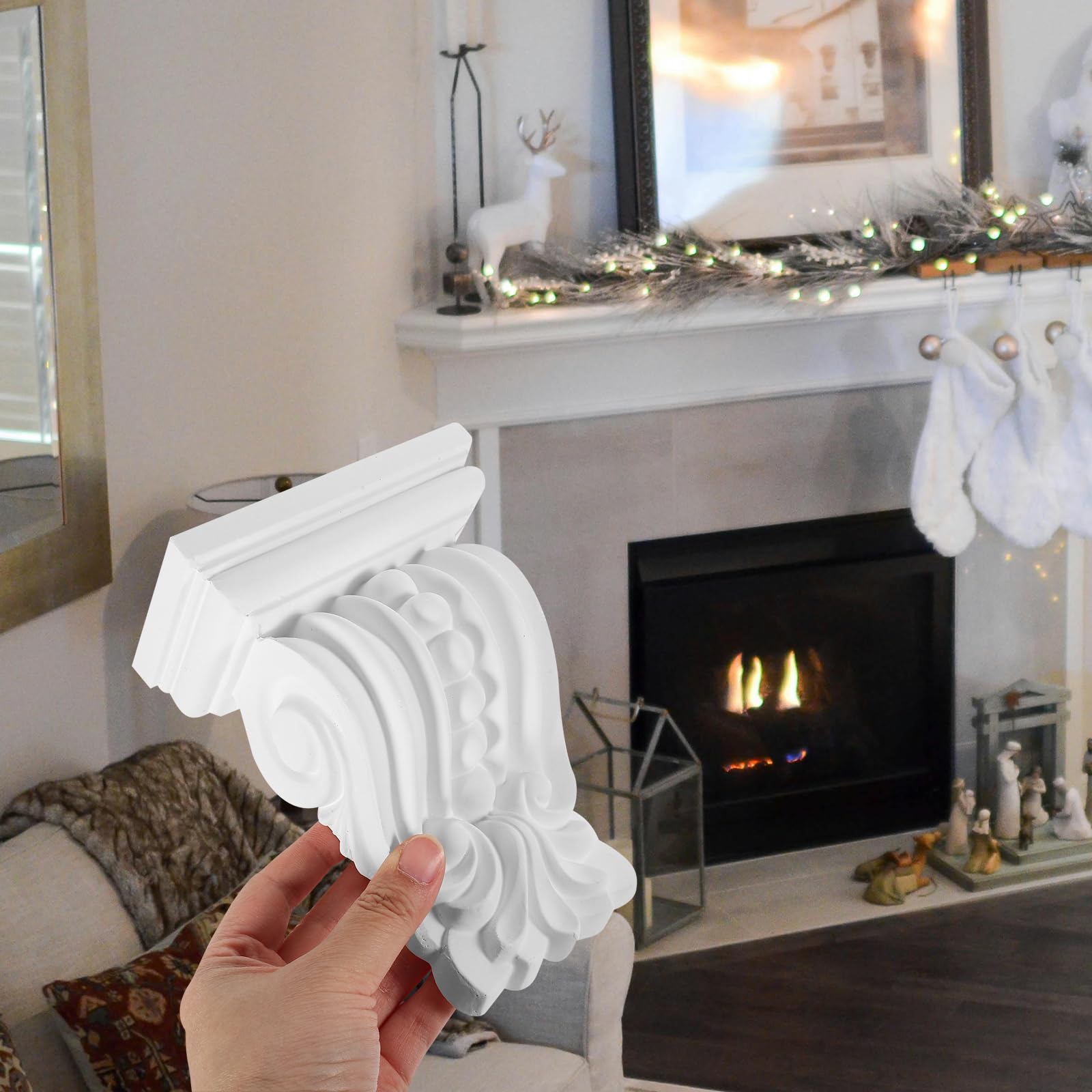 Warmhm Decorative Wood Carved Corbel Large Farmhouse European Style Imitation Plaster Shelf Bracket for Restaurant Decor Door Corner Cabinet Home Furniture - Image 3