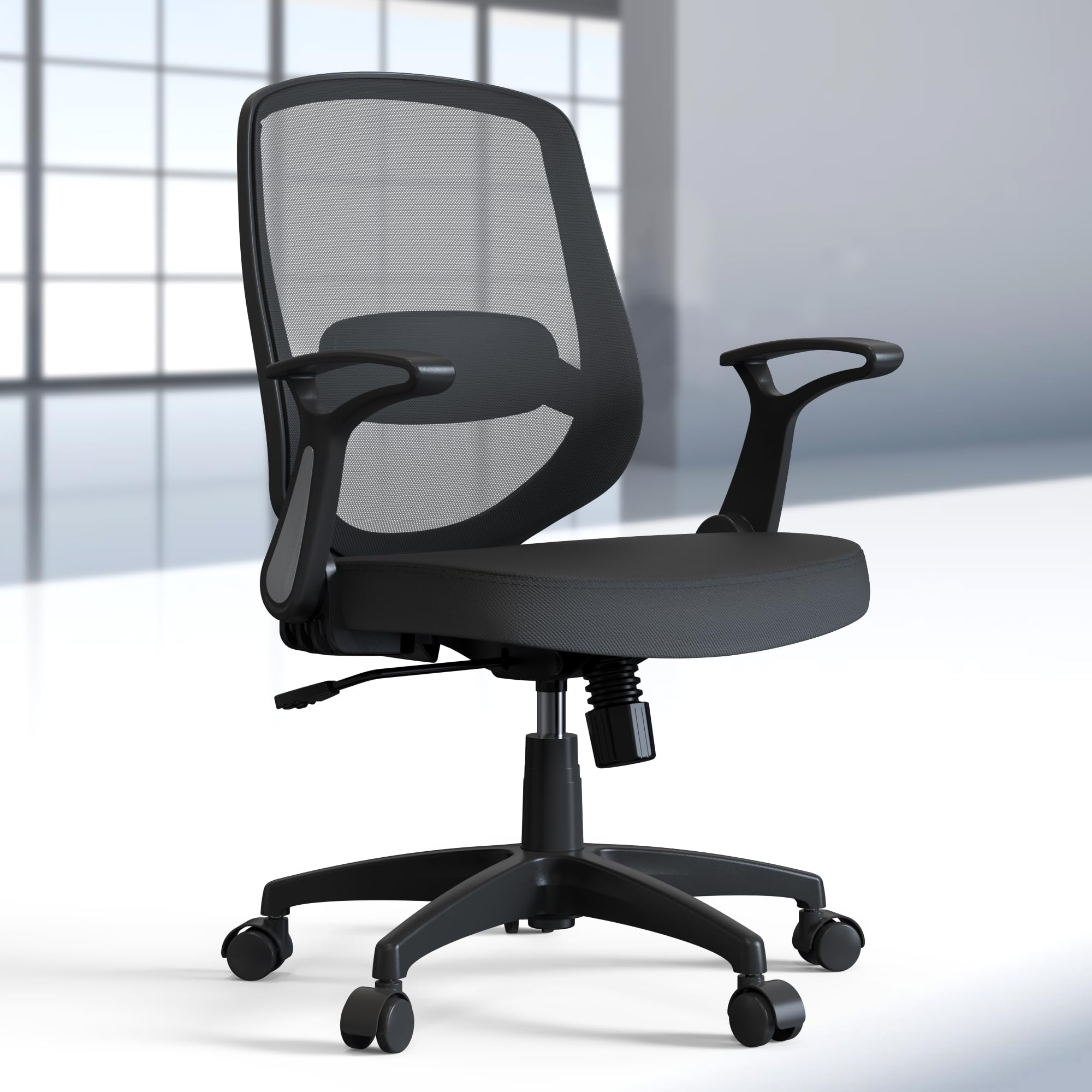 KIZECK Ergonomic Swivel Breathable Office Computer Home Desk Chair Flip Up Armrest with Rolling Wheels and Adjustable Lumbar