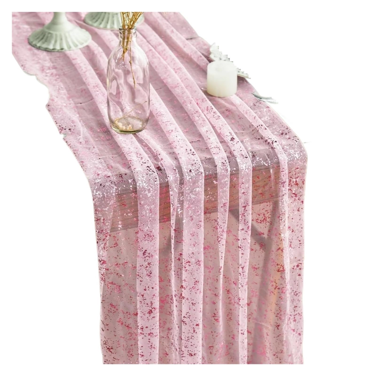Enmrfvkz Roze Glitter Gauze Table Runner, Glitter Gauze Chiffon Table Runner Metallic Multicolor 70X300-400Cm