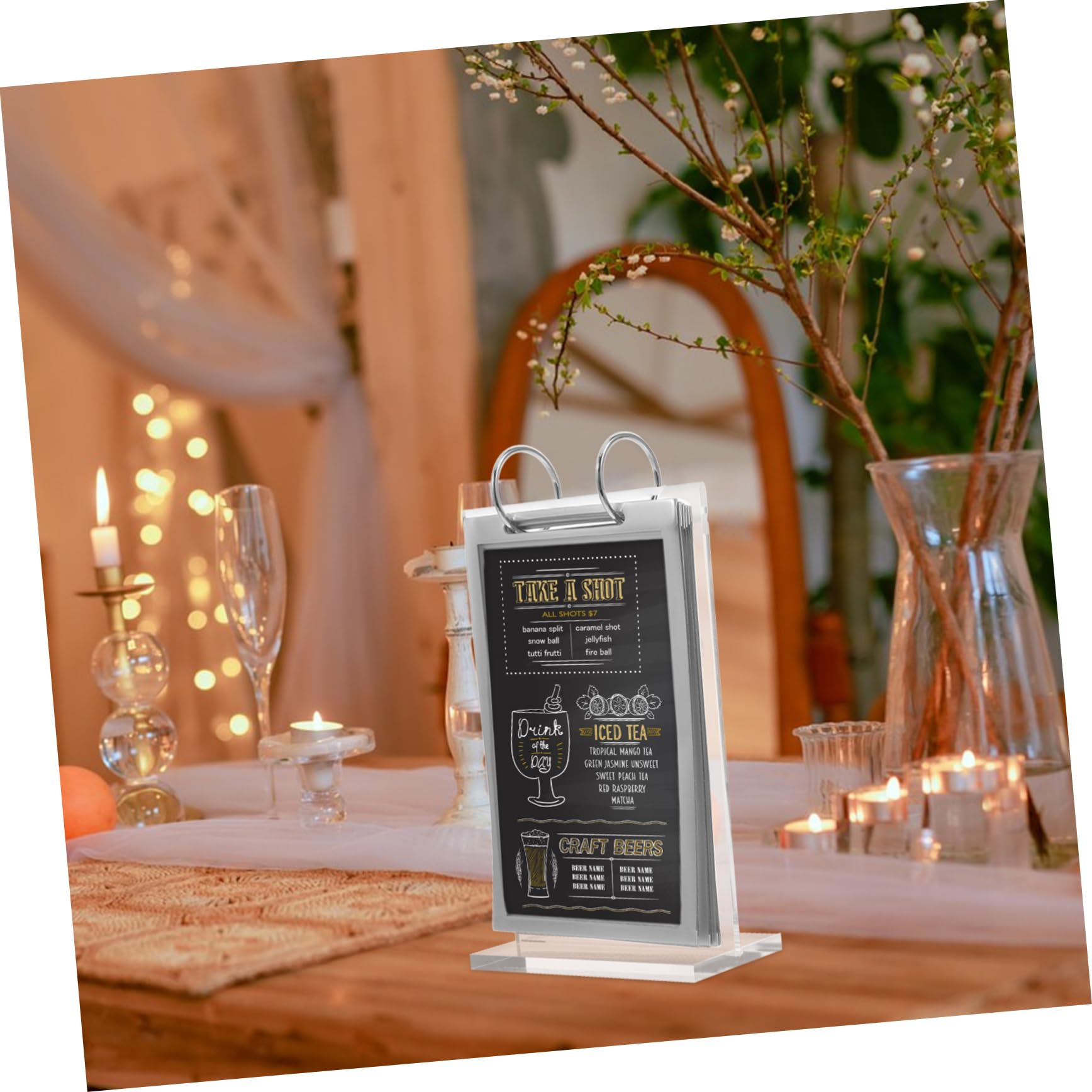 VILLCASE 5piezas Soporte De Menú De Transparente Para Mesa Exhibidor De Menú Para Restaurantes y Eventos Con Base Estable Para Visualización Clara