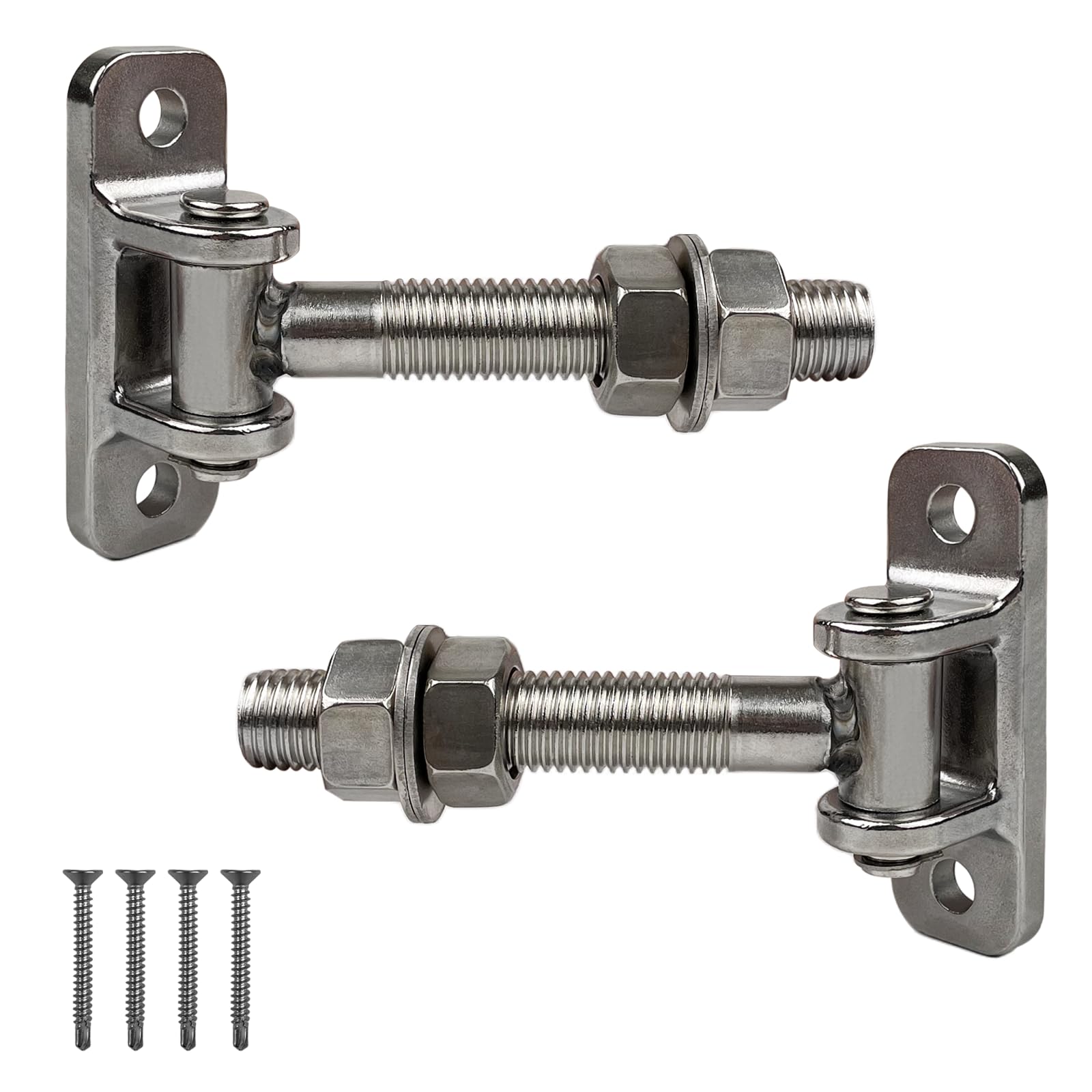 Lot de 2 Charnières de Portail Réglables, Réglable, Filetage M16, Charnières de porte de Jardin avec 4 Vis Métal, Solution Parfaite Pour Portail de Jardin, Porte de Cour et