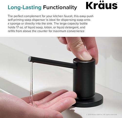 Miniatura 5 de KRAUS Dispensador de jabón y loción de cocina en negro mate, KSD-43MB