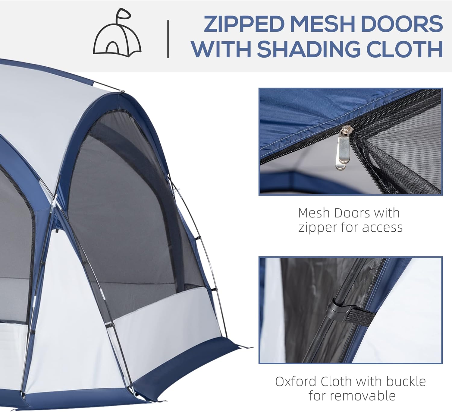 Outsunny Large Screen House or Camping Canopy Breathable Tent, Hang Hook for Lantern at Night, 6-8 Person Dome Tent, 11.5' x 11.5', White : Sports & Outdoors