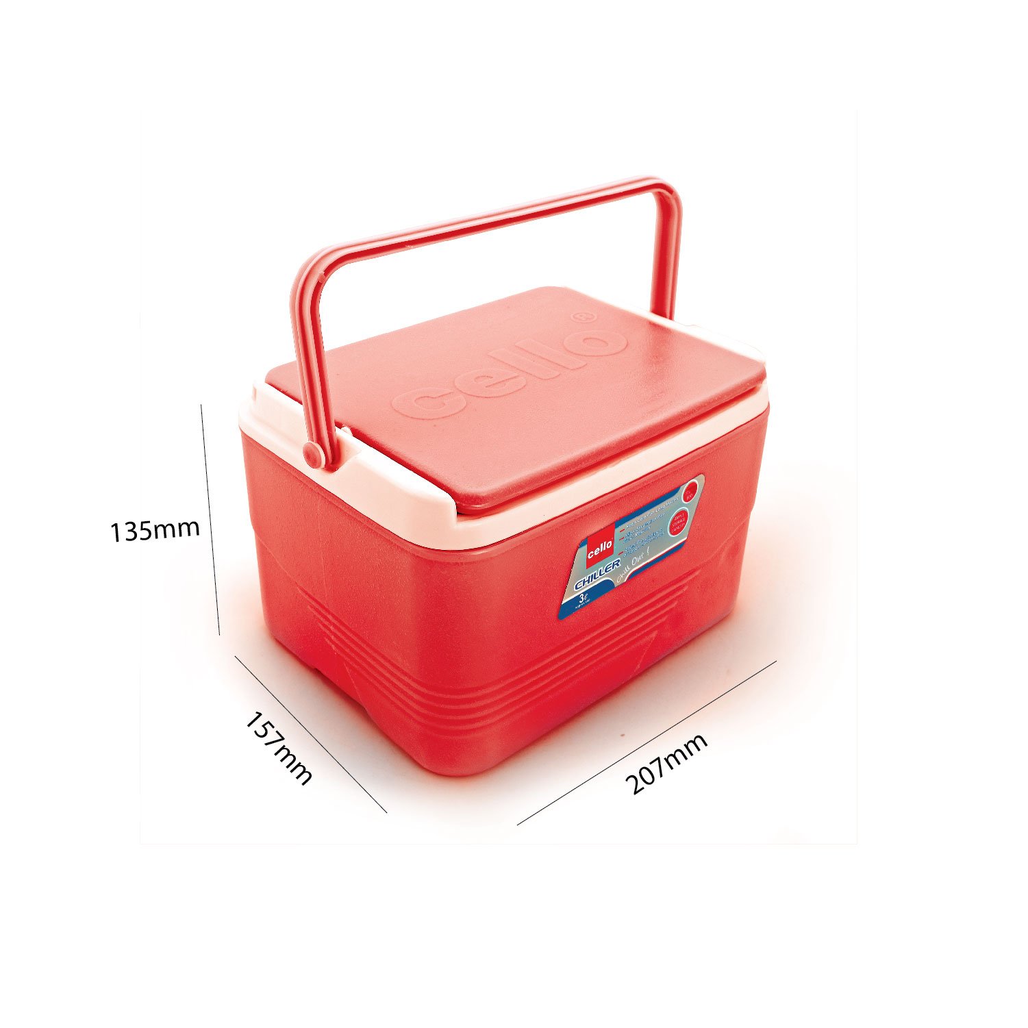 Cello Chiller Ice Box | Standard Size for Travel Party Bar Ice Cubes | Cold Drinks | Medical Purpose | 3 Litre, Red - Image 4 thumbnail