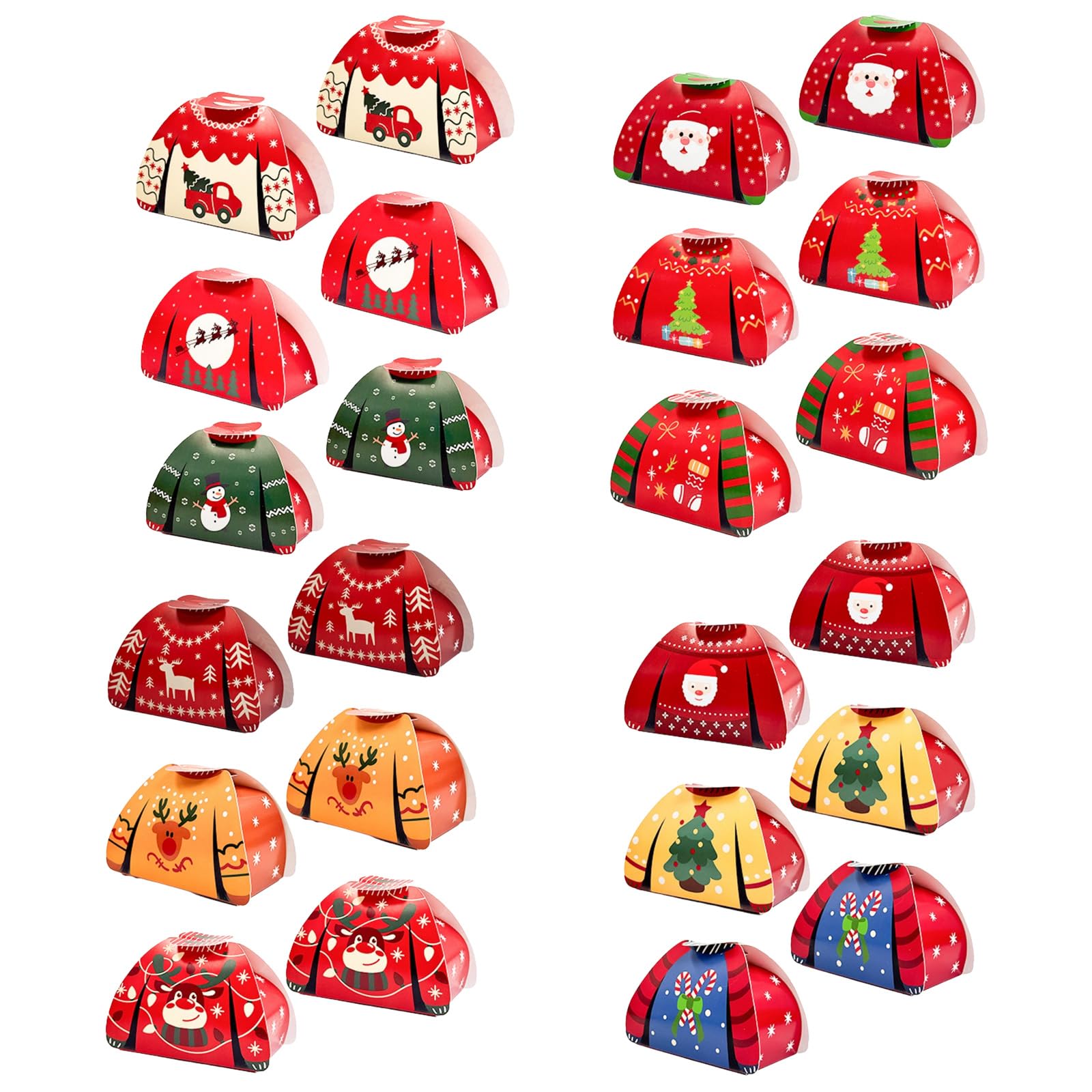 sodeber Of 24 Christmas Themed Candy Boxes Sustainable Food Safe Cardboard for Holiday Treats & Cookie Holiday Sustainable Gift Packaging