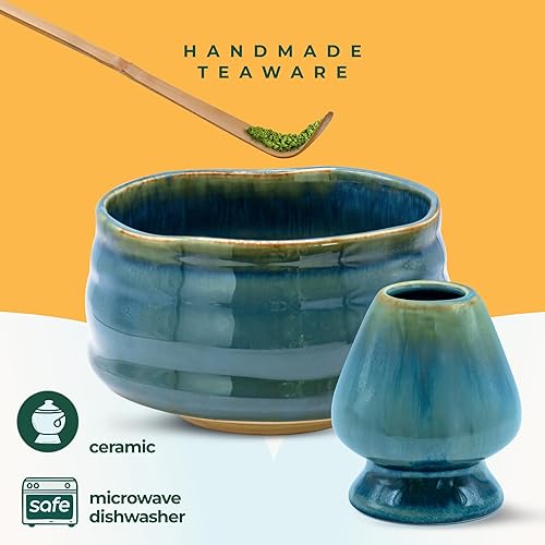 Miniatura 5 de Juego de batidor de matcha, juego de tazón y batidor de matcha, kit de inicio de matcha ceremonial, el kit perfecto para té verde matcha japonés,