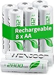Remboursé AA Piles 16 Faites votre valise, 2800mAh Ni-MH, jusqu'à 1200 Cycles, pour contrôleurs, caméras et jouets