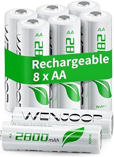 GreenPowerLastingEnergy 2800mAh NiMH Rechargeable AA Batteries 8-Pack - Pre-Charged, Low Self-Discharge, Long-Lasting for Household Devices