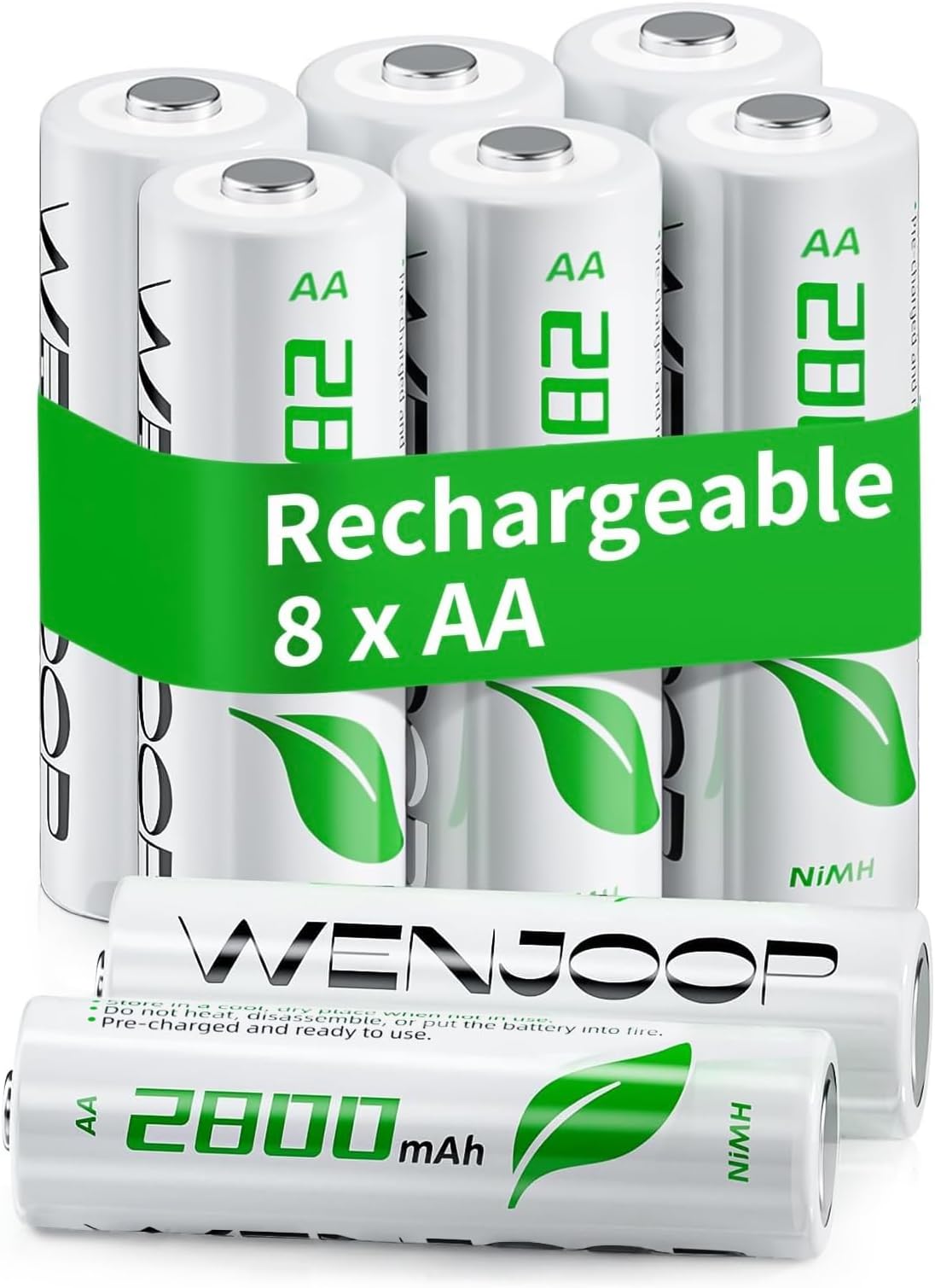 Rechargeable AA Batteries 8Pack, 2800mAh High-Capacity, NiMH, Double A Battery, Long-Lasting, AA Rechargeable Batteries for Household and Office Devices, Pre-Charged - 1.2V Low Self Discharge