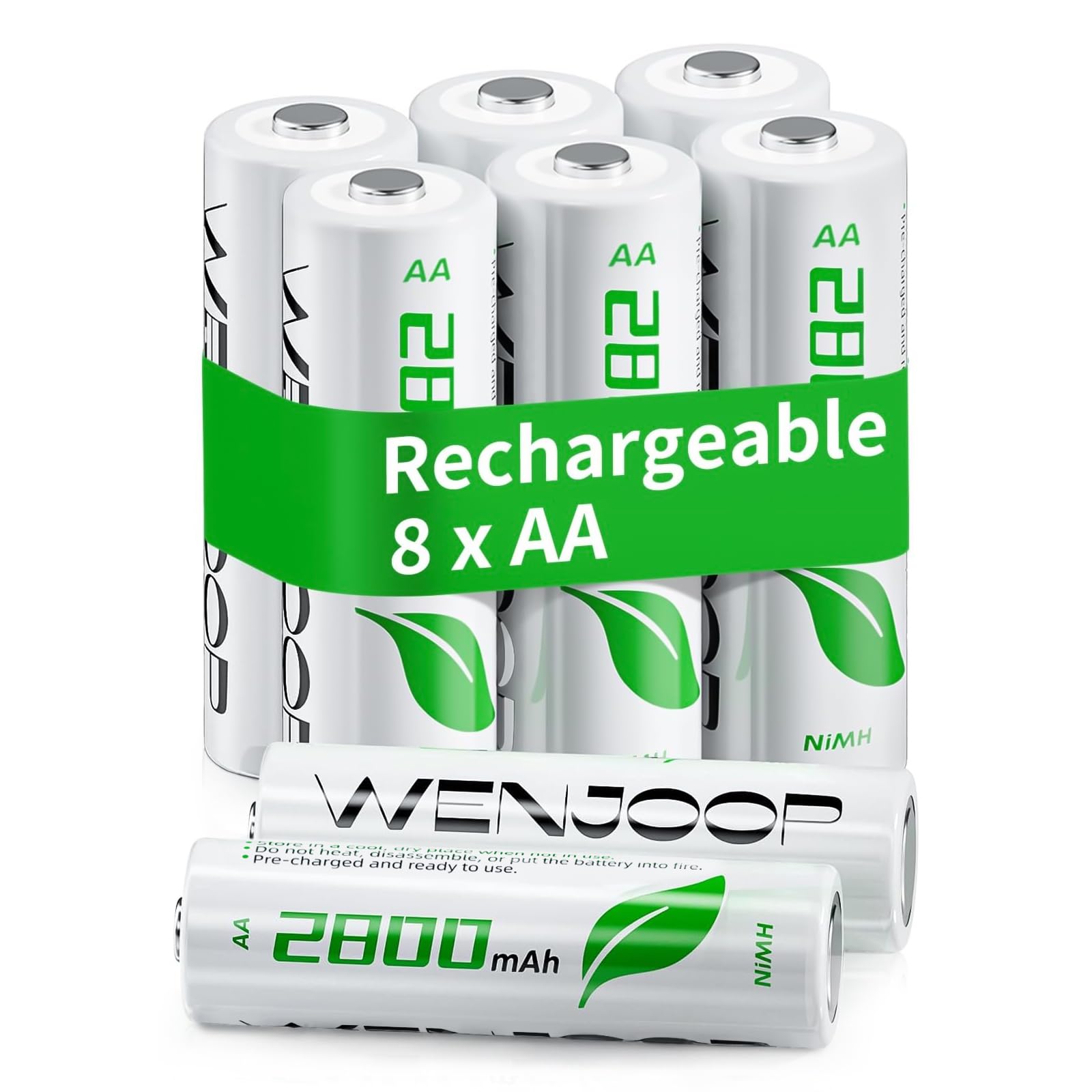 Rechargeable AA Batteries, 2800mAh High-Capacity, NiMH, Double A Battery, Long-Lasting, 8Pack AA Rechargeable Batteries for Household and Office Devices, Pre-Charged - 1.2V Low Self Discharge