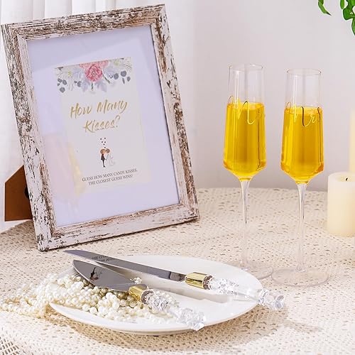 Miniatura 4 de Boao Juego de 4 flautas para tostadas de boda y servidor de pasteles, suministros de recepción de boda, copas de champán, cuchillo para tartas,
