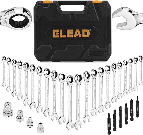 ELEAD 33-Piece Combination Ratchet Wrench Set | SAE & Metric