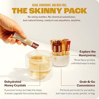 Hunnyverse Honey Variety Pack 90 Count | Original, Hot Honey and Cinnamon Honey Crystals | Mess Free Single Serve Honey Packets for Drinks, Snacks and On The Go Sweetening