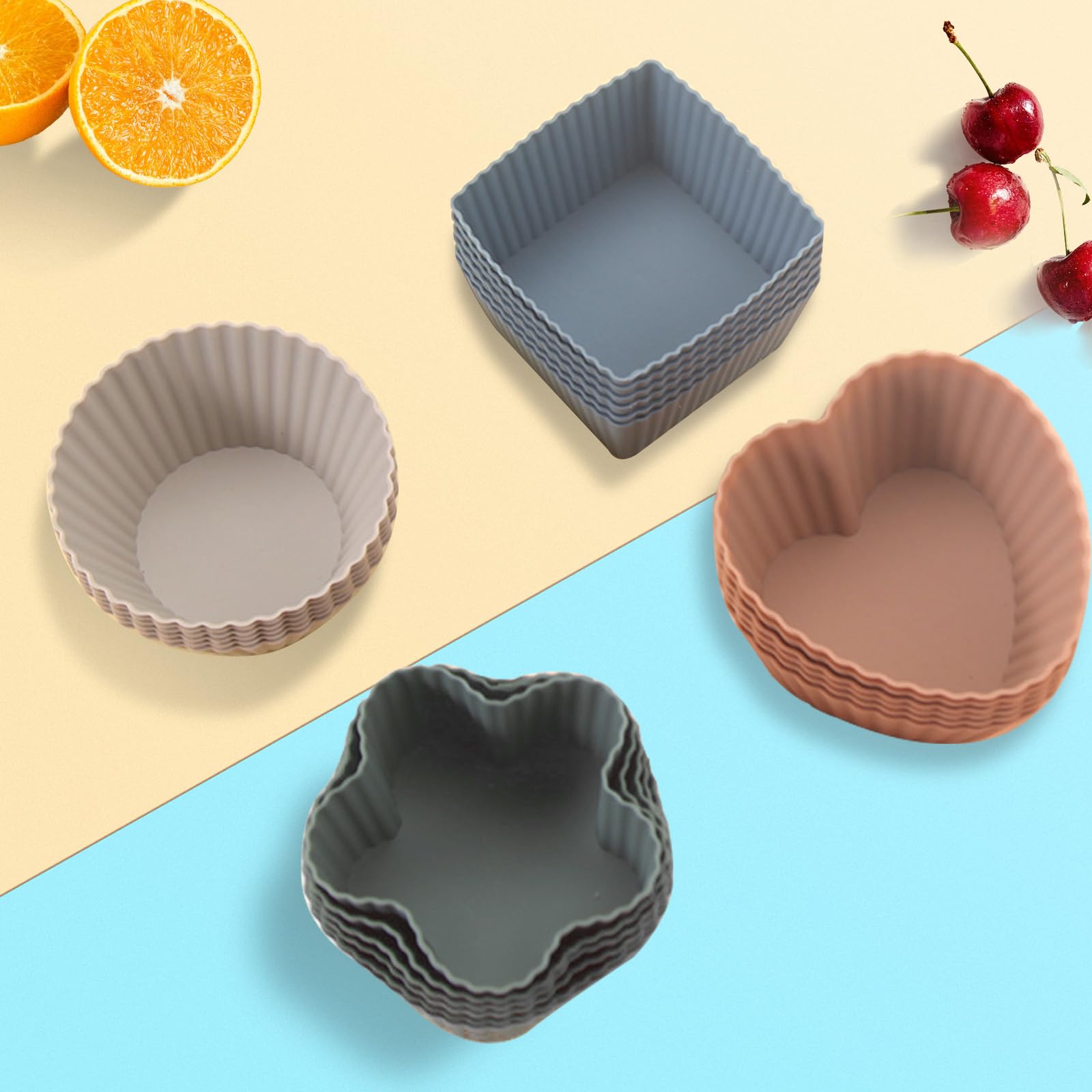 Silikonowe kubki do pieczenia wielokrotnego użytku, silikonowe formy do babeczek, nieprzywierające formy do pieczenia, etui na muffiny, nadają się do mycia w zmywarce, do muffinek, foremek na