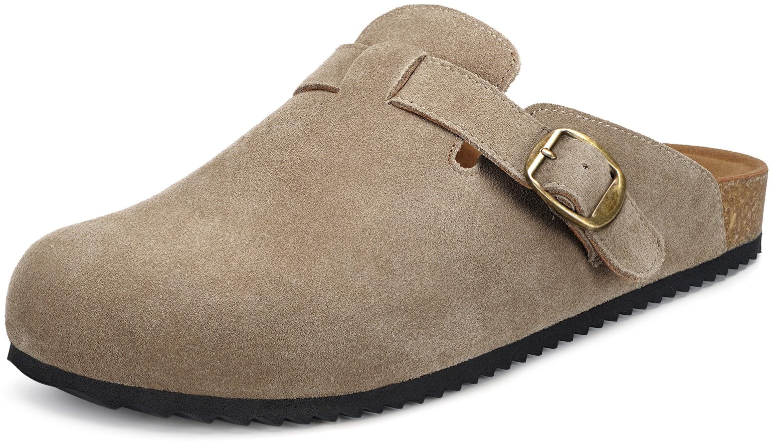 womens suede clogs mens genuine leather mules cork footbed sandals with arch support