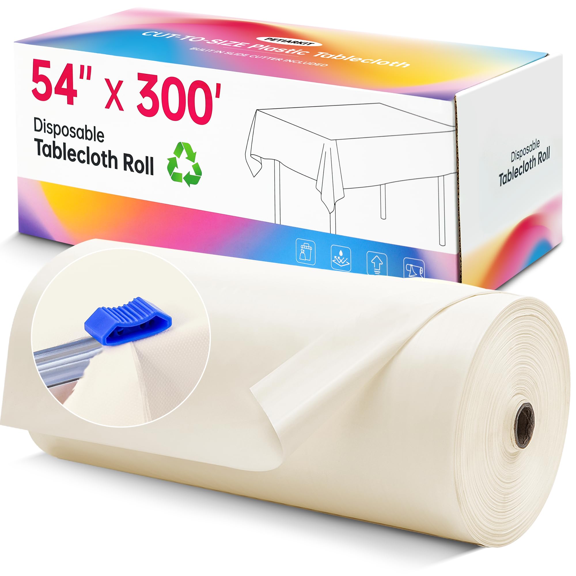 Plastic Table Cloth, 54In x 300Ft Plastic Table Cloth Disposable