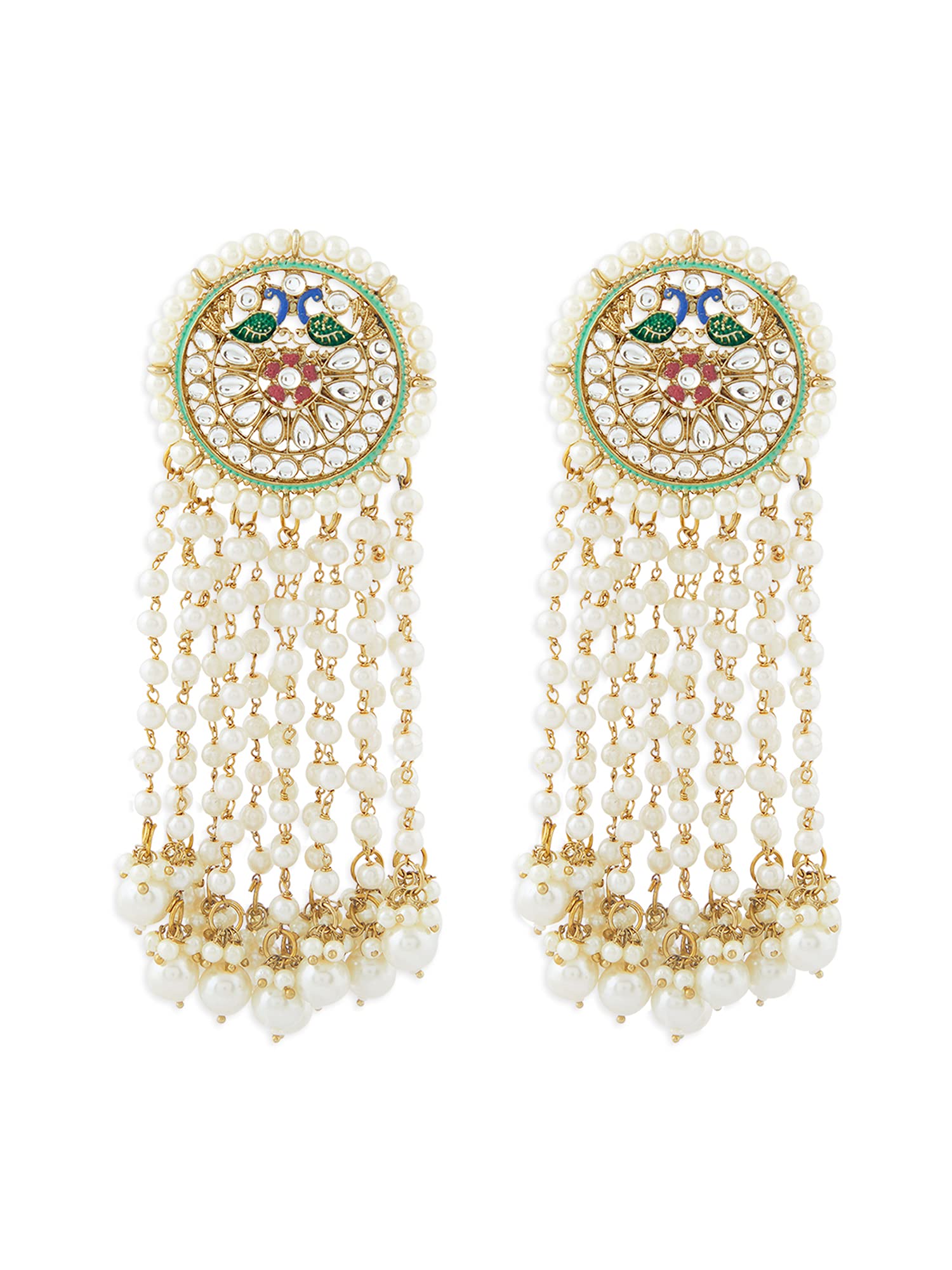 Zaveri Pearls Multicolor Meenakari Peacock Inspired Long Pearl Hangings Earring For Women-ZPFK10788 (B09GLYJTBT) Amazon Price History, Amazon Price Tracker