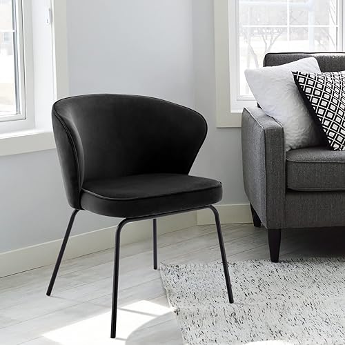 Miniatura 8 de Zesthouse Juego de 2 sillas de comedor modernas, de terciopelo de mediados de siglo, sillas de escritorio tapizadas con patas de metal, cómodas