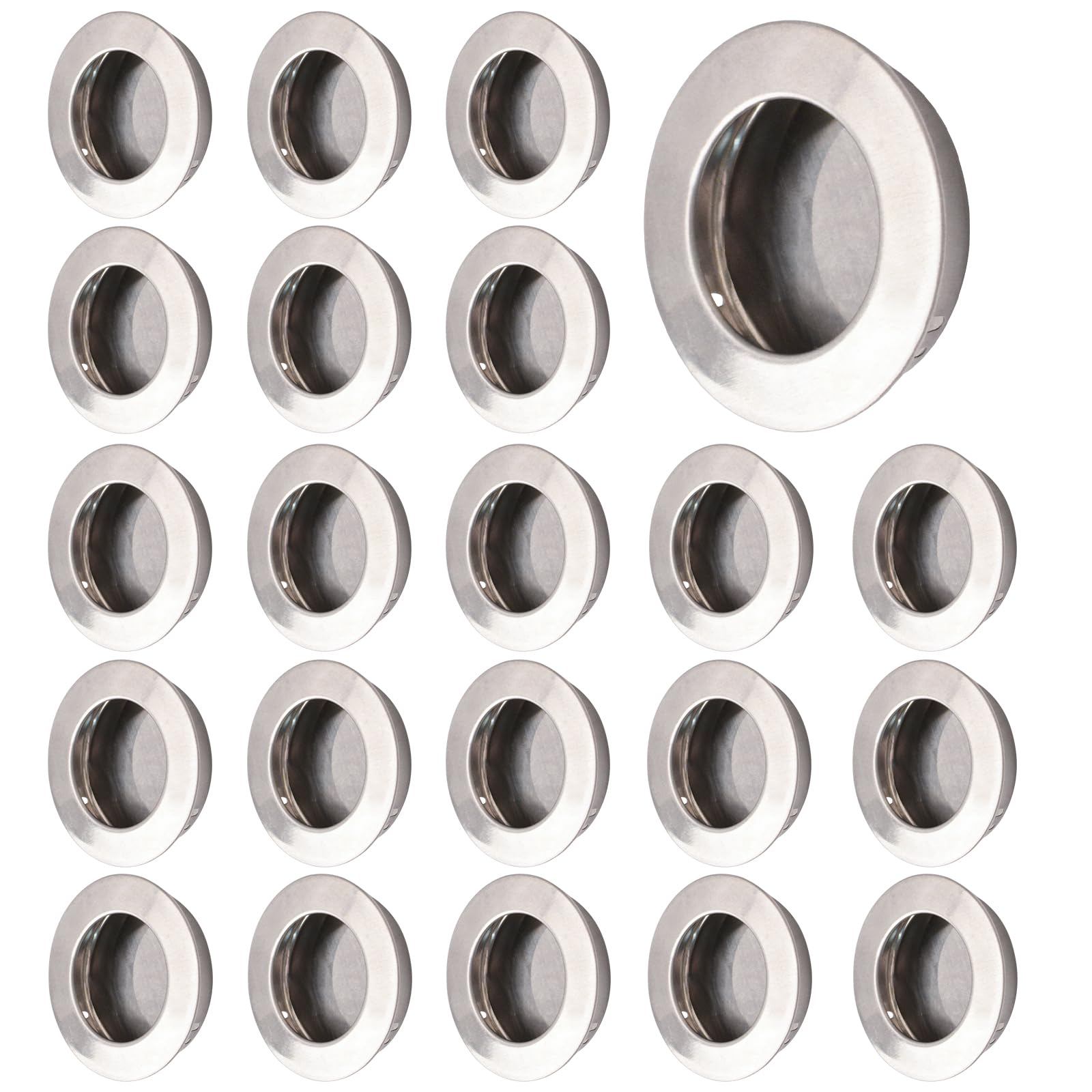MOROBOR 32 Pack Round Finger Pull, Invisible Flush Pull Door Handle Stainless Steel Sliding Barn Door Pulls Recessed Kitchen Cabinet Handles — image 1