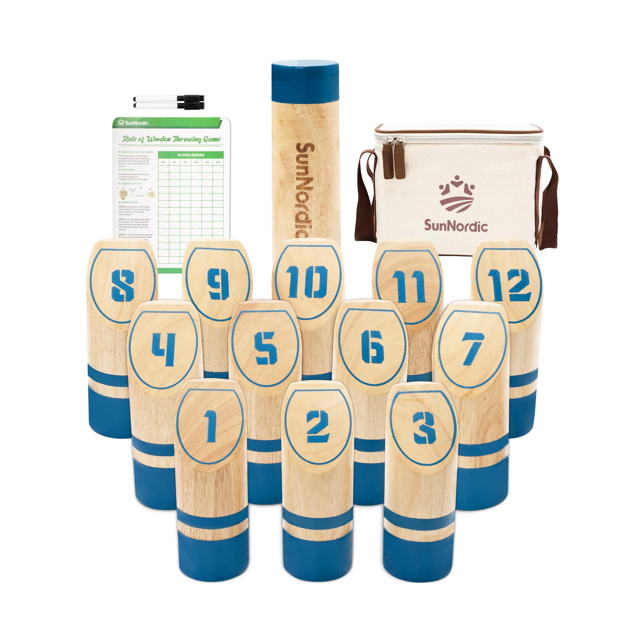 Buy SunNordic Wooden Throwing Game Set, Numbered Block Toss Games with