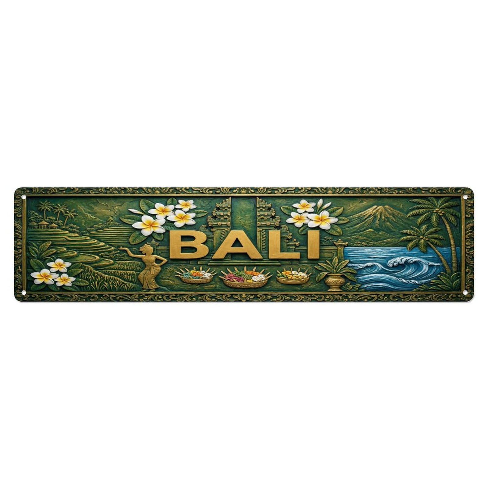 Xanthor Style Metal Tin Sign Vintage Bali Indonesia Flag Pattern
