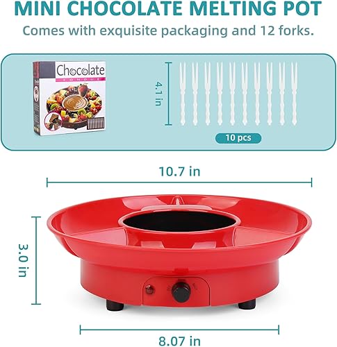 Miniatura 3 de Mini olla eléctrica de chocolate de 8.79 onzas, juego de fondue para fundir con 4 tenedores, bonita fuente de fondue de chocolate, máquina
