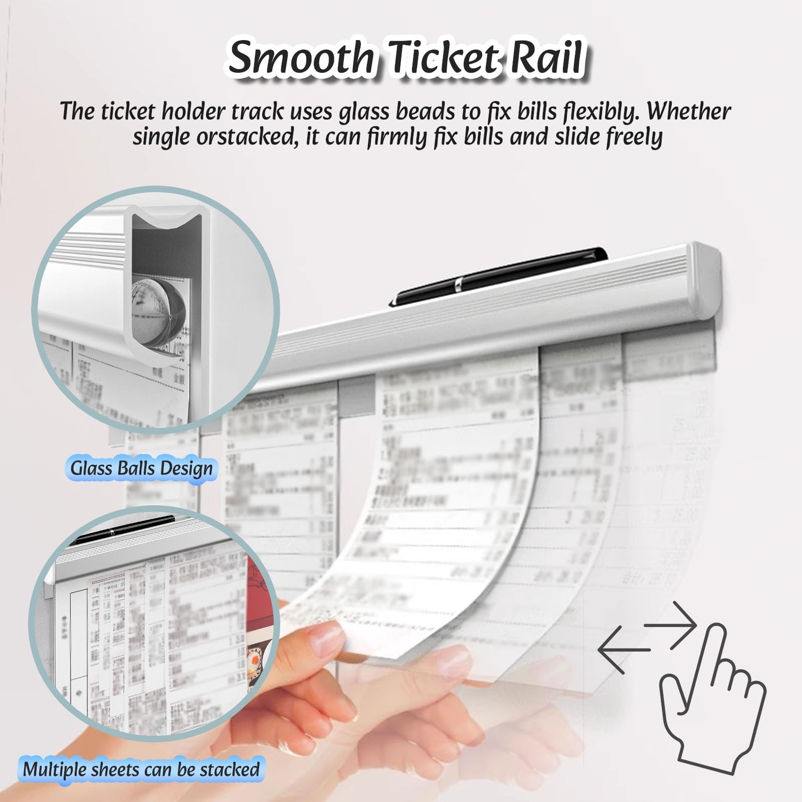 porta-tickets para cocina riel 2 Pcs Metal Ticket Rail For Kitchen, 1m 1.2m 1.5m Tab Order Grabber With Pen Slot, Check Receipt Holder Rack For Catering Bars Office Hospitals Dry Cleaners(L 50 cm)