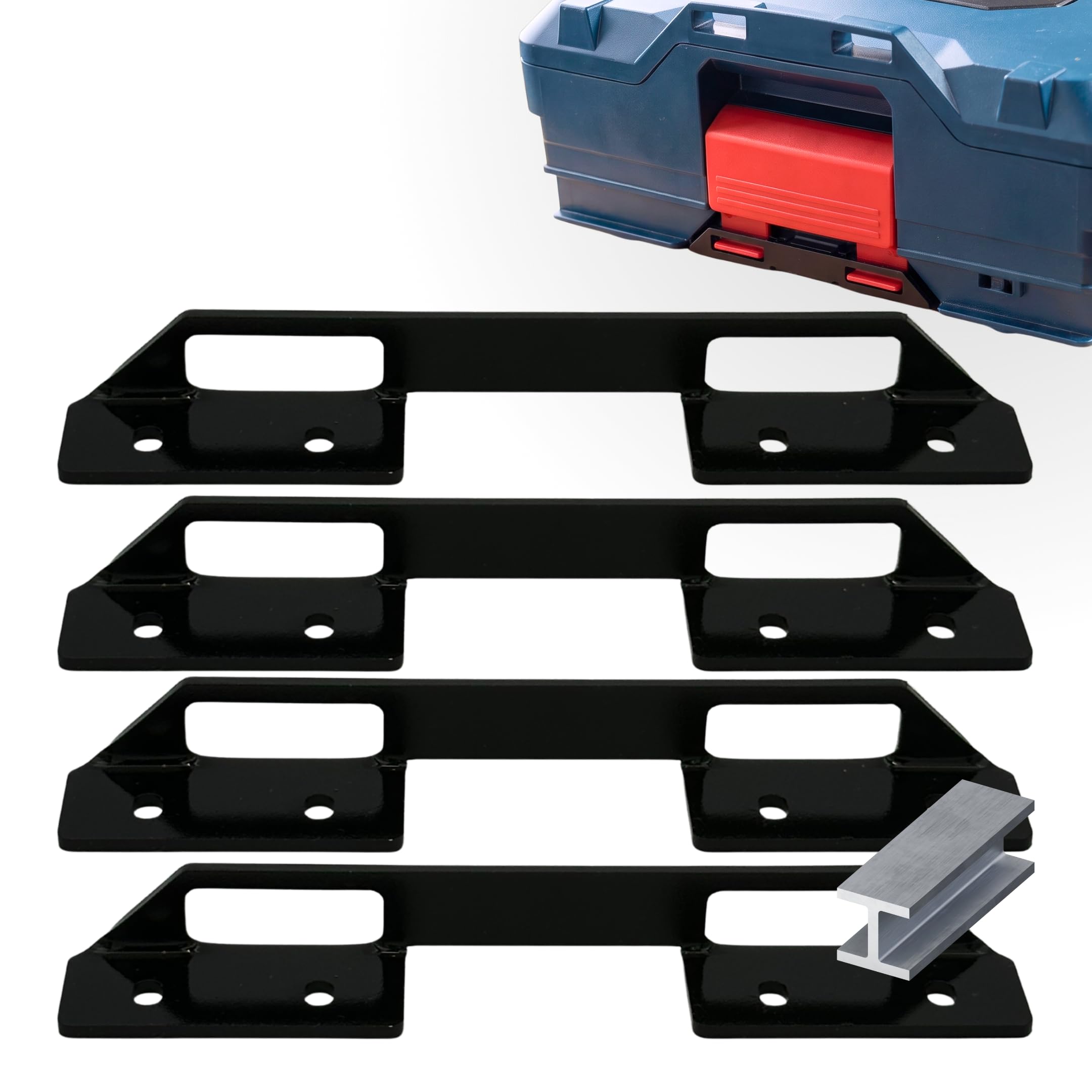 Steel Bracket for Bosch L-BOXX & Sortimo - Robust L-Boxx Holder for Vehicle Equipment, Workshop, Rolling Board - Universal Attachment Made of Metal (2)