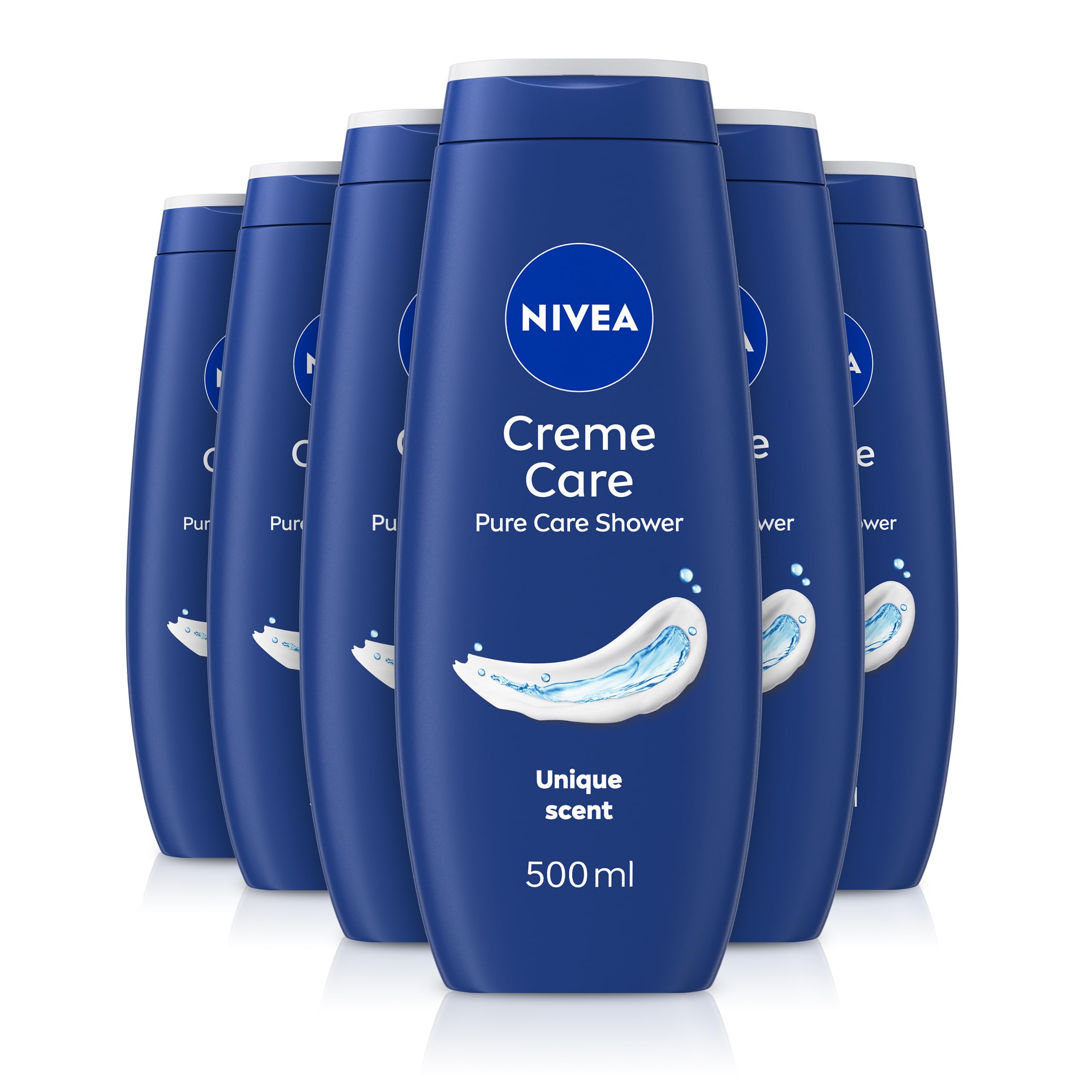 Crème Care Shower Cream (500ml, Pack of 6) Caring Shower Body Cream Enriched with Almond Oil, Moisturising Shower Gel Body Wash with Vitamin C, E