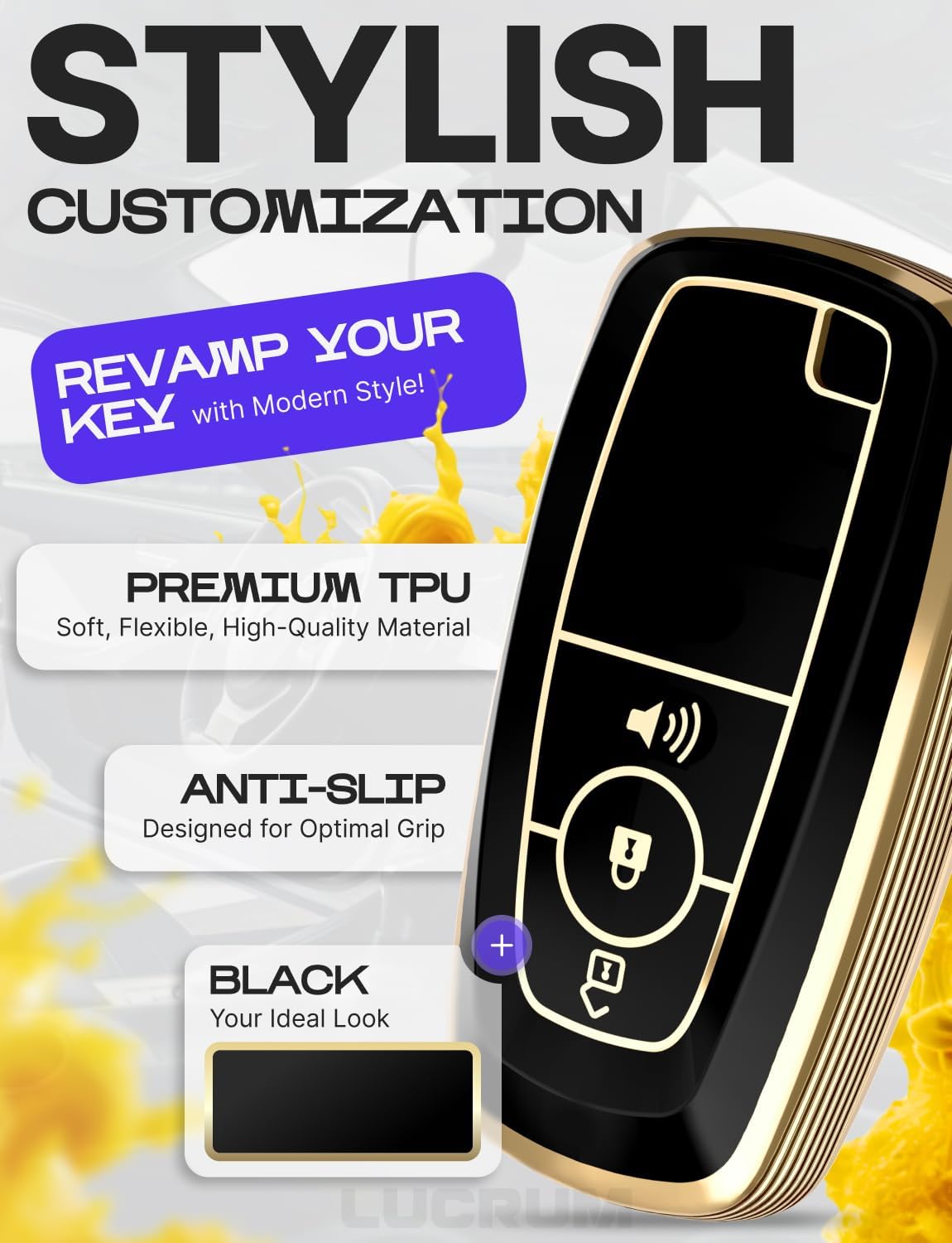 Lucrum Compatible with Ford Key Fob Cover & Leather Keychain, Keyfob Case for Bronco Explorer Edge Escape Expedition Fusion - Image 3