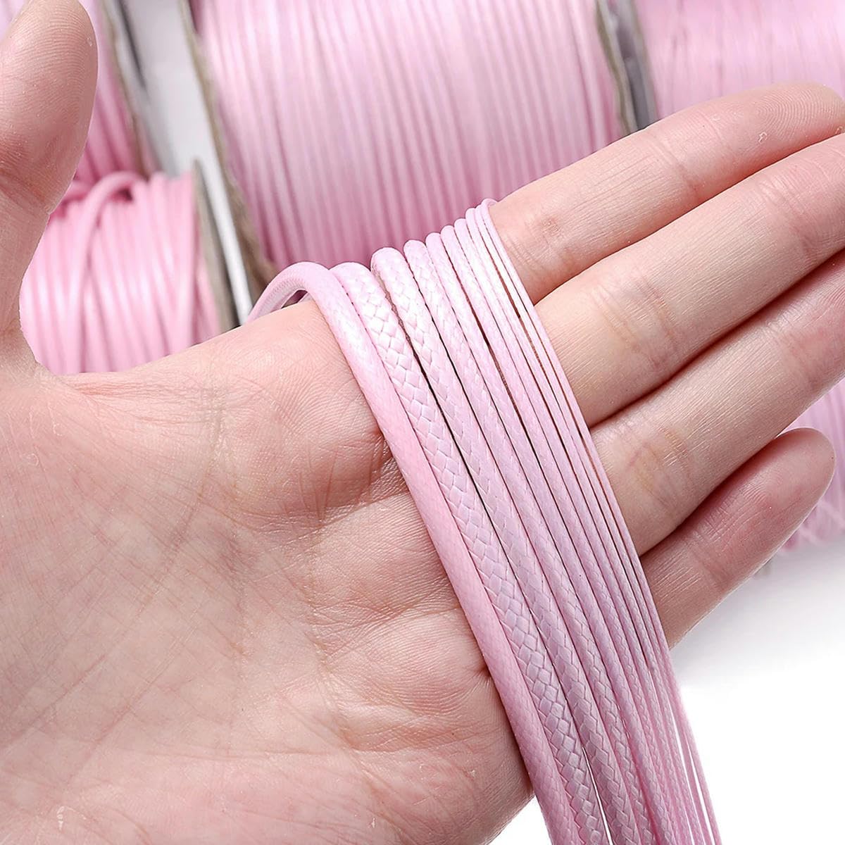 QUARKZMAN 20pz Cordino per Collana Cerato Bulk Rosa 1,5mm Dia 18 Cordino per Collana con Chiusura a Catena per Pendenti Braccialetti Forniture Creazione Gioielli Accessori