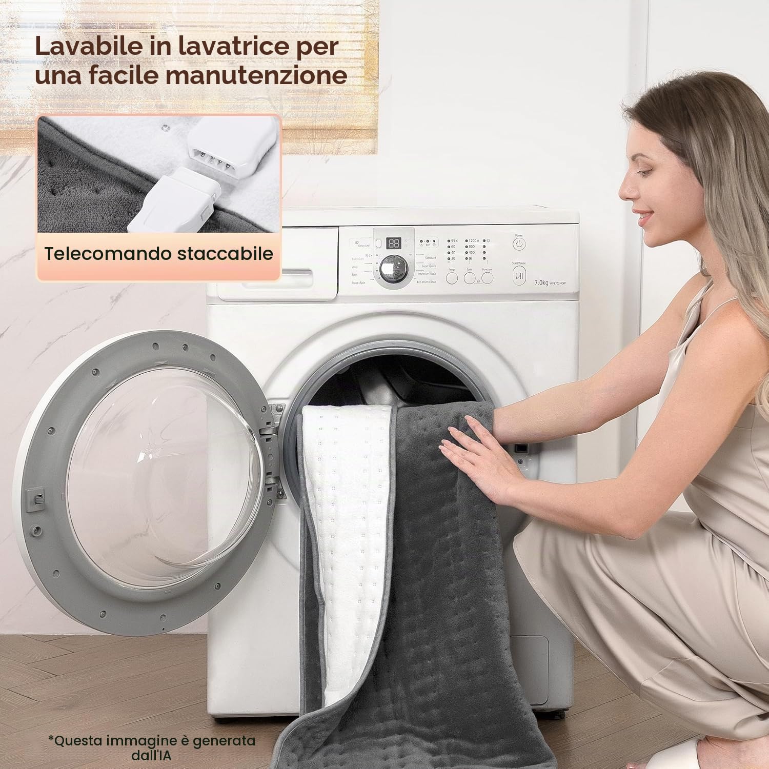 Coperta Riscaldata Elettrica 150x80cm Grigia con 10 Livelli di Temperatura, Spegnimento Automatico e Protezione dal Surriscaldamento, Facile Fissaggio su Letto e Materasso