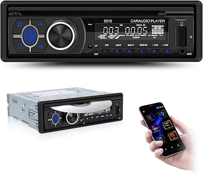 UNITOPSCI Single Din Radio CD DVD Player Car Stereo with Bluetooth 5.0 Hands-Free, LCD Screen AM/FM Car Radio, Car Audio Receiver Support APP Find Car, Remote Control, Voice Assistant, USB/AUX in/TF