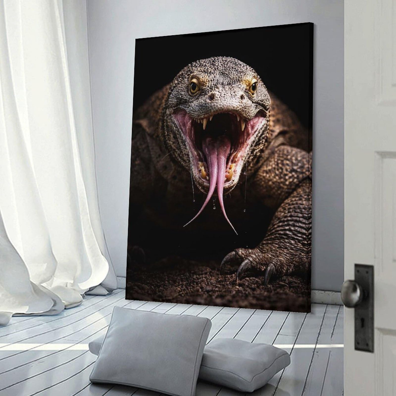 Junmoney Komodo Dragon with Mouth Open Room Decor Wall Art 20x30inch(50x75cm), for Bedroom Walls, Guest Spaces Or Lounges, An Easy Wall Refresh for Bedrooms