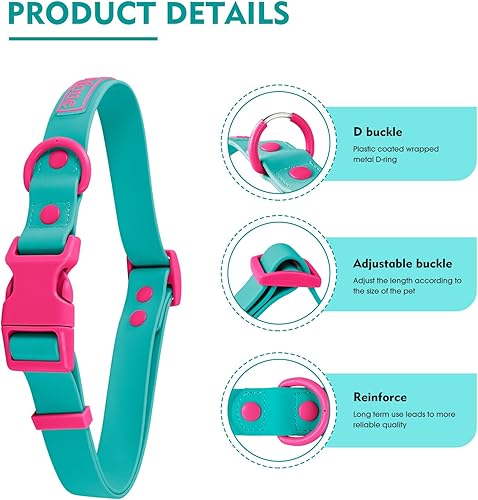 Miniatura 2 de Wolfone Collar de perro ajustable impermeable para perros pequeños, medianos y grandes, cómodo, resistente, a prueba de olores, fácil de limpiar,