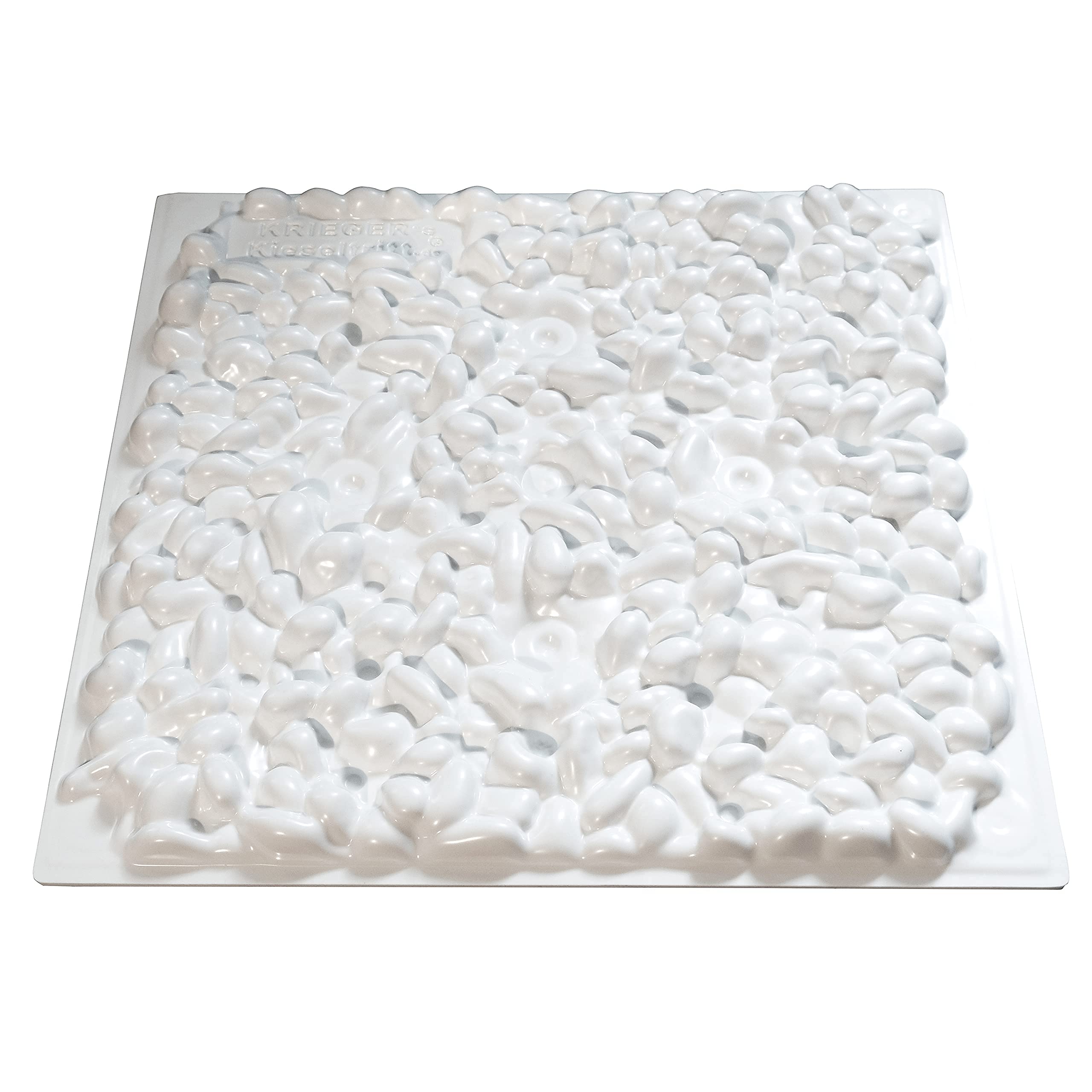 Fußreflexzonen Massage Matte/Platte zur Akupressur – Fußmassagematte zur Reflexzonenmassage & Entspannung/Fußreflexzonenmatte/Akupressurmatte - Fit mit Krieger’s Kieseltritt® intensiv 50x50 cm weiß