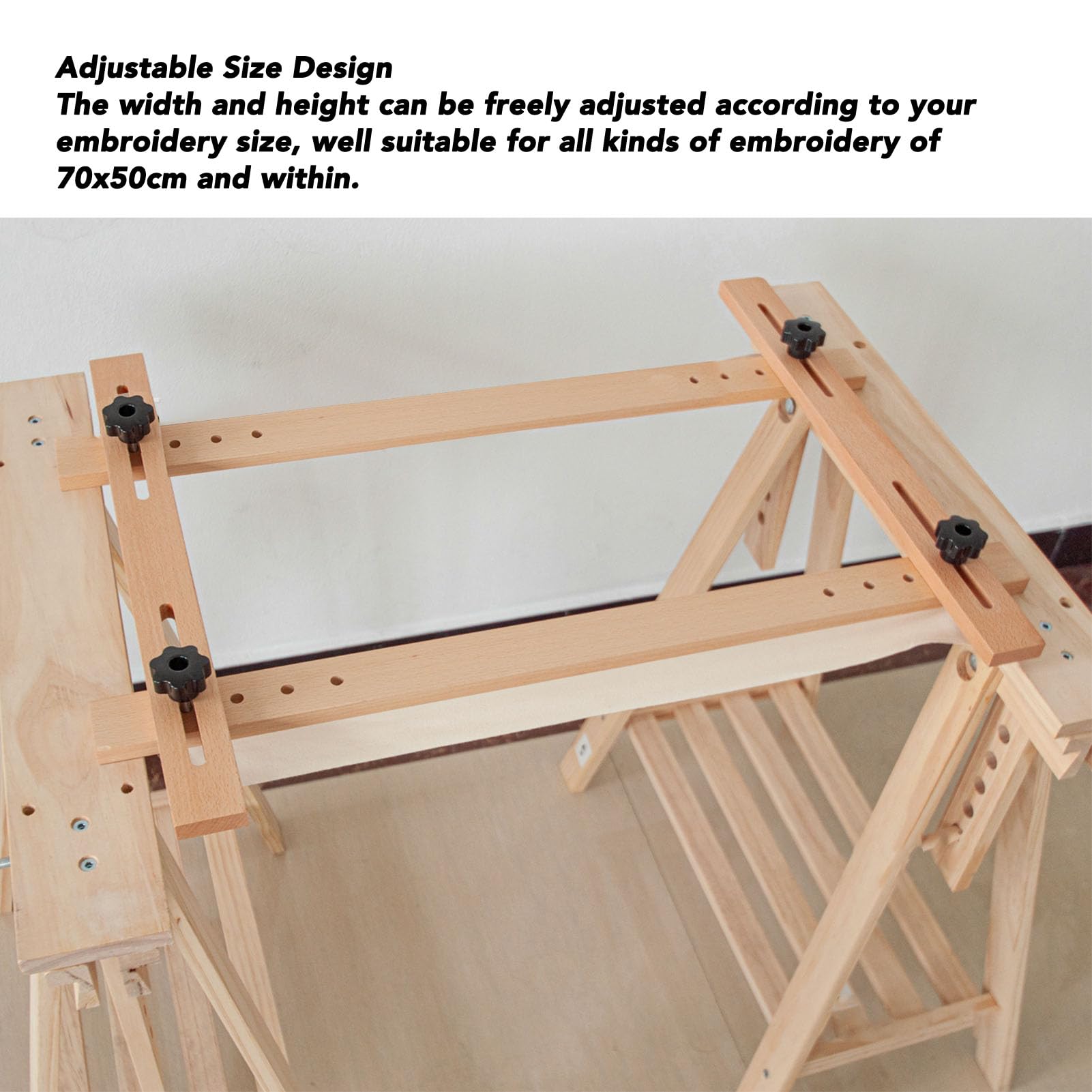 Masyrt Verstellbarer Gobelin-Scrollrahmen für Nadelspitzenstickerei, Rechteckiger Keilrahmen Zum Quilten und Nähen, 70 X 50 Cm