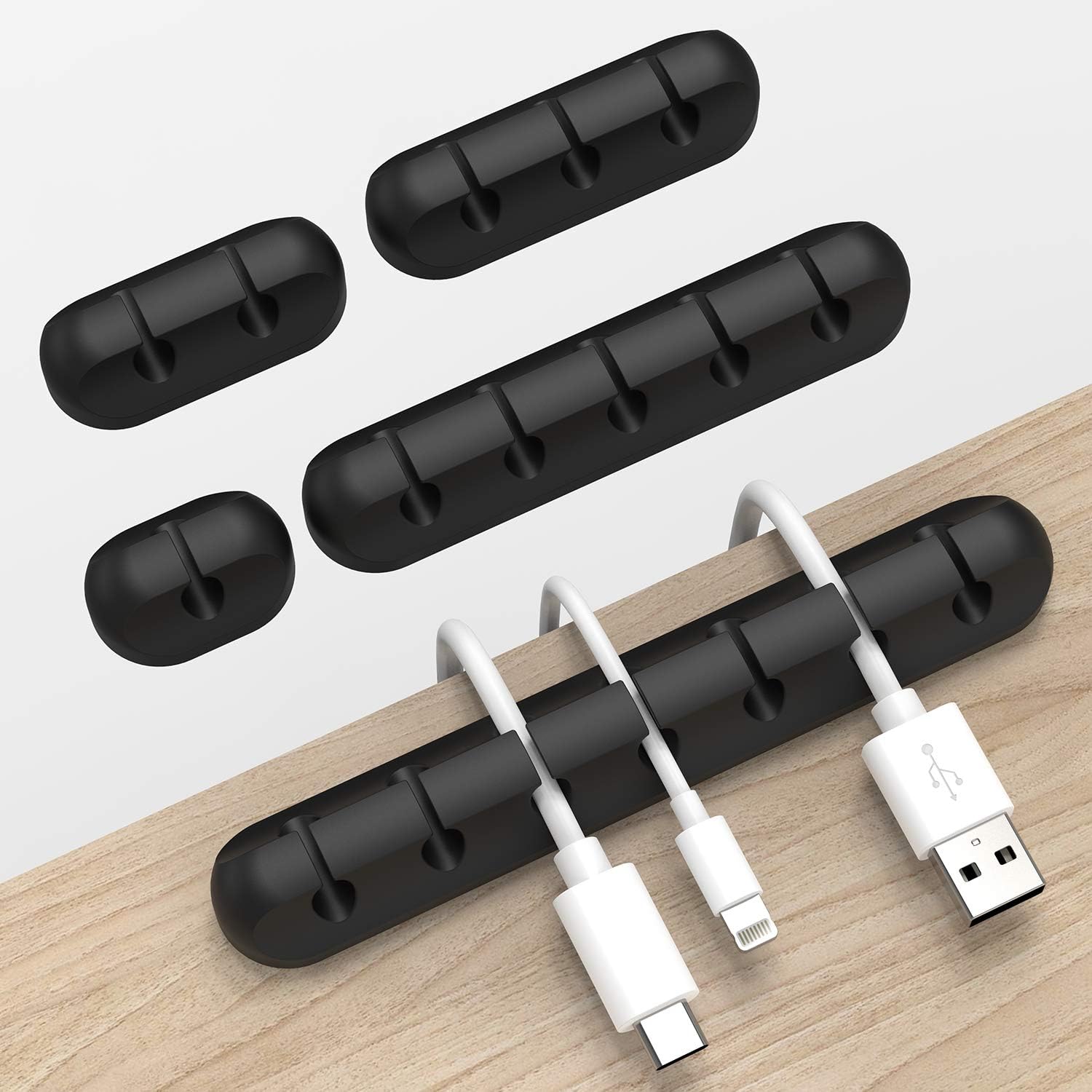 INCHOR Cable Clips, Cord Holder for Desk Cable Organizer, 5 Packs Cable Holder Nightstand Cord Organizer, Cable Management for Car Phone Wire Cord Clips